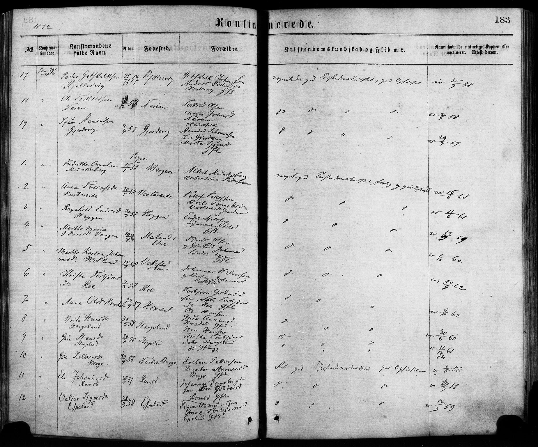 Fjelberg sokneprestembete, SAB/A-75201/H/Haa: Parish register (official) no. A 8, 1866-1879, p. 183