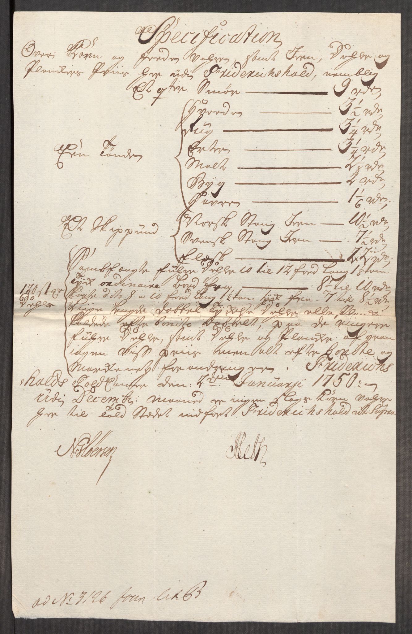 Rentekammeret inntil 1814, Realistisk ordnet avdeling, RA/EA-4070/Oe/L0004: [Ø1]: Priskuranter, 1749-1752, p. 13