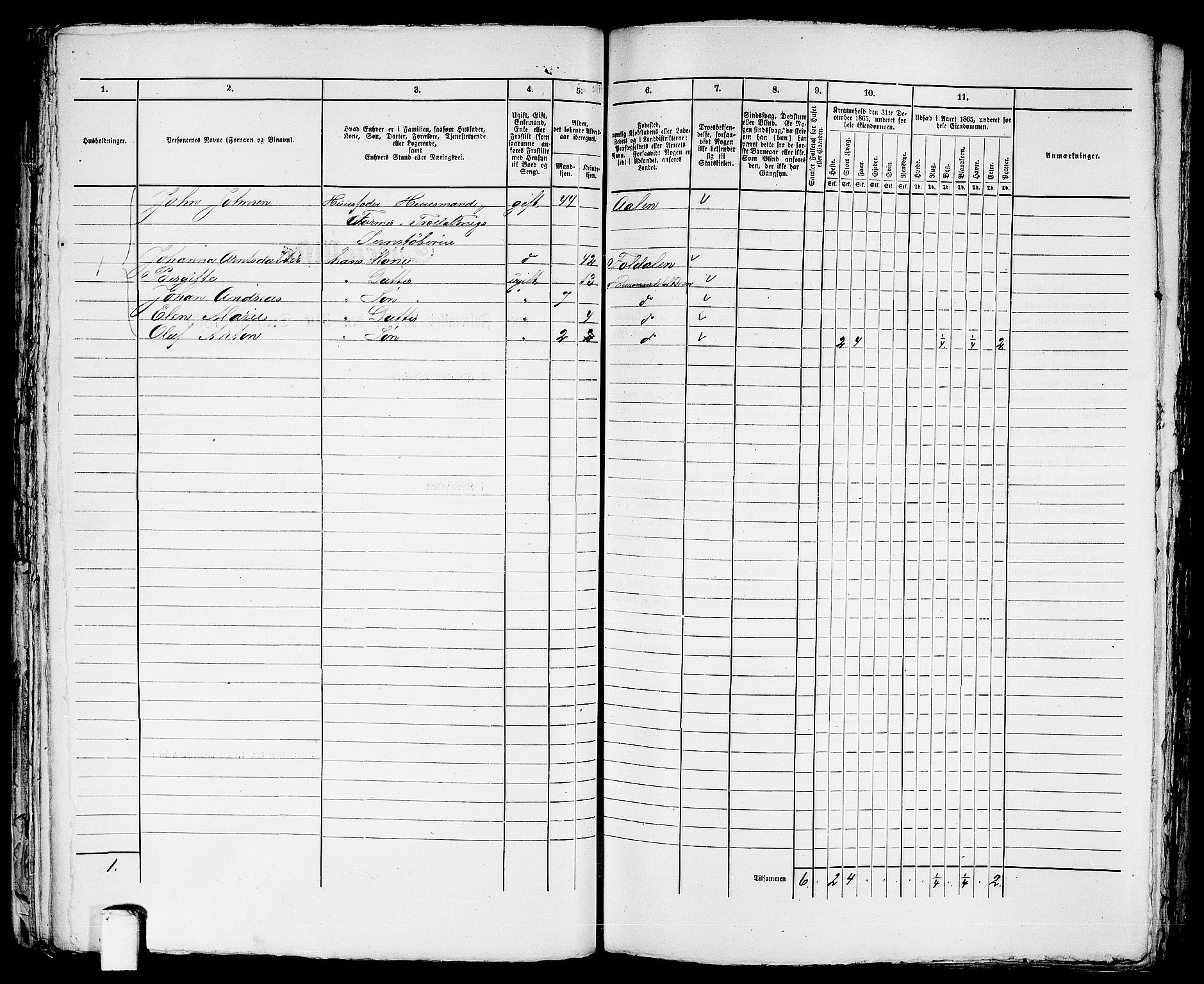 RA, 1865 census for Trondheim, 1865, p. 2198