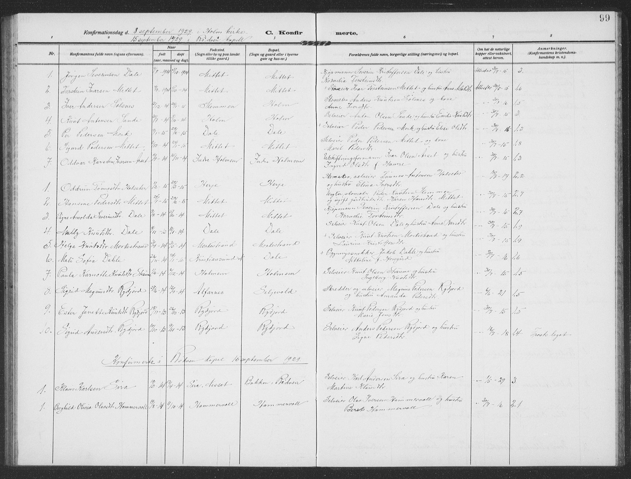 Ministerialprotokoller, klokkerbøker og fødselsregistre - Møre og Romsdal, AV/SAT-A-1454/549/L0615: Parish register (copy) no. 549C01, 1905-1932, p. 99