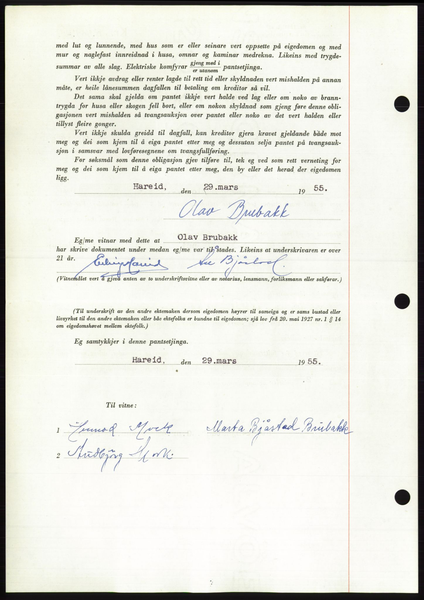 Søre Sunnmøre sorenskriveri, AV/SAT-A-4122/1/2/2C/L0126: Mortgage book no. 14B, 1954-1955, Diary no: : 702/1955