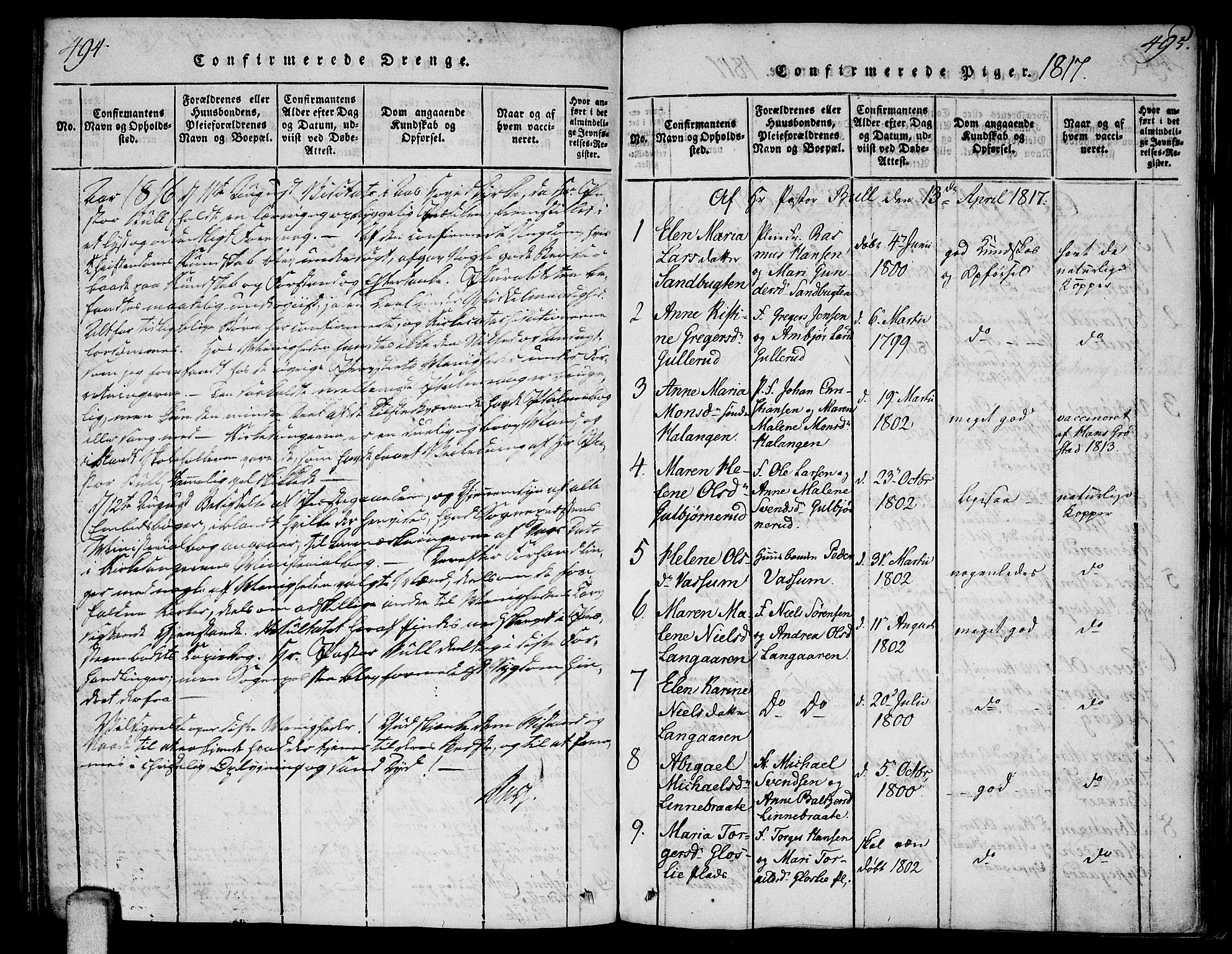 Ås prestekontor Kirkebøker, SAO/A-10894/F/Fa/L0003: Parish register (official) no. I 3, 1814-1818, p. 494-495