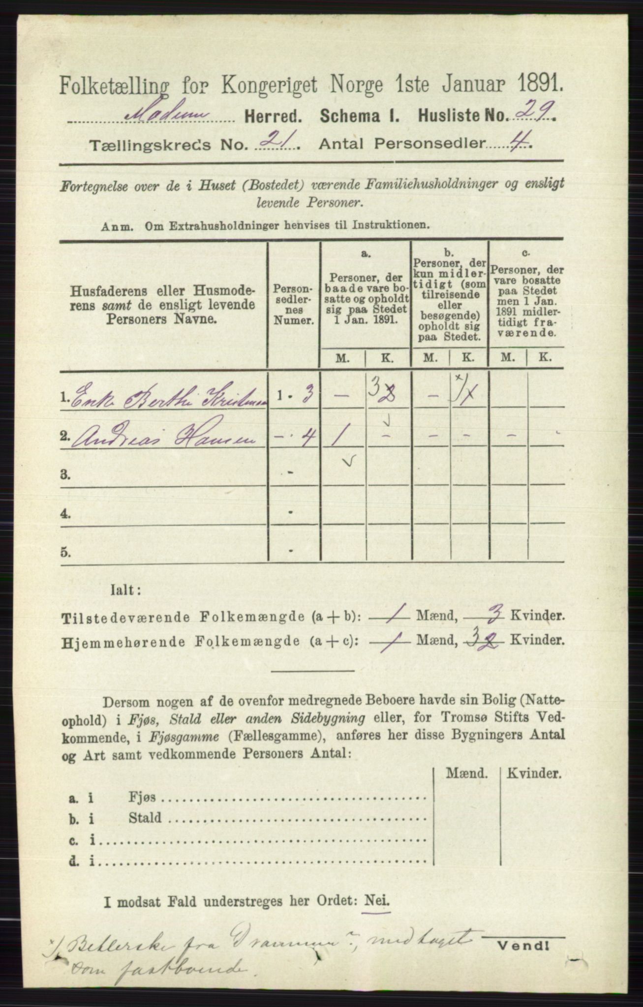 RA, 1891 census for 0623 Modum, 1891, p. 8092