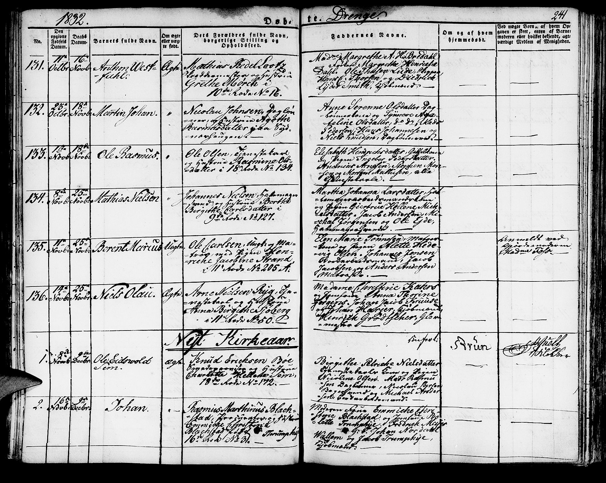Domkirken sokneprestembete, SAB/A-74801/H/Haa/L0012: Parish register (official) no. A 12, 1821-1840, p. 241
