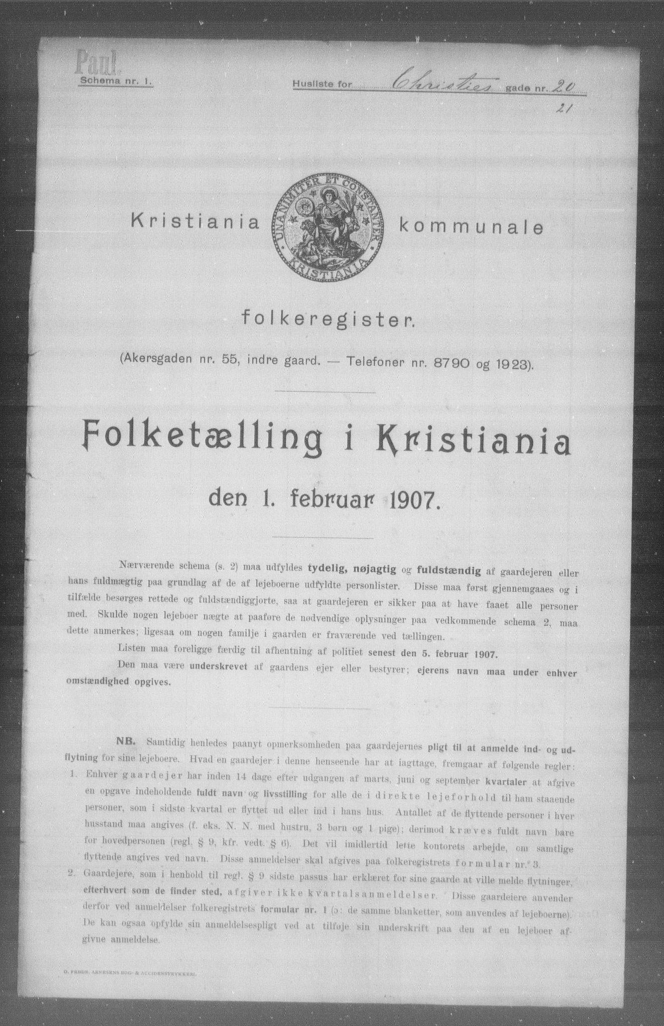 OBA, Municipal Census 1907 for Kristiania, 1907, p. 6362