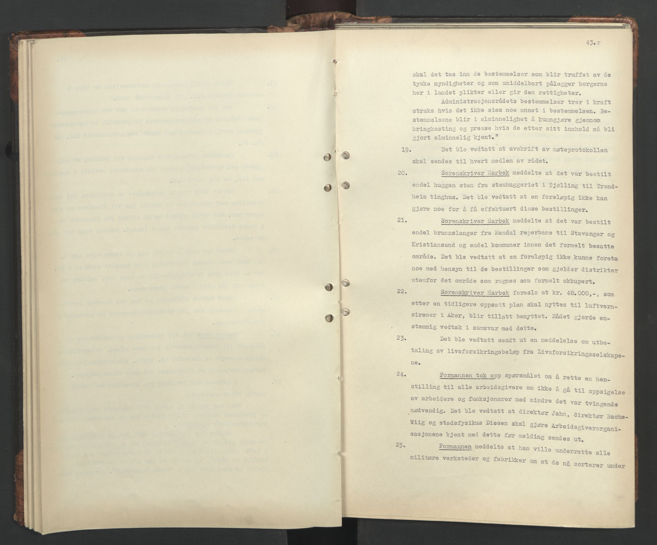 Administrasjonsrådet, AV/RA-S-1004/A/L0001: Møteprotokoll med tillegg 15/4-25/9, 1940, p. 43