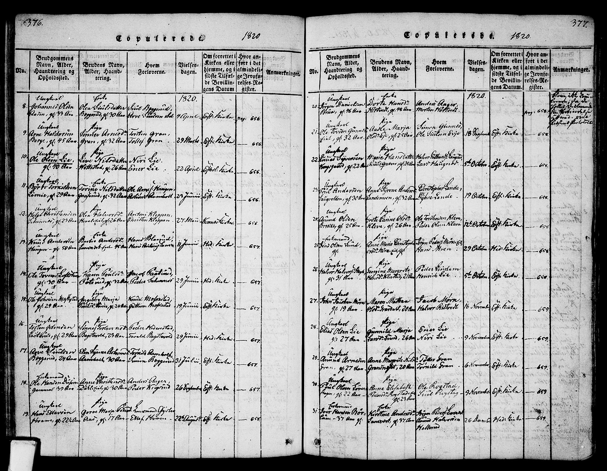 Sandsvær kirkebøker, AV/SAKO-A-244/G/Ga/L0003: Parish register (copy) no. I 3, 1817-1839, p. 376-377