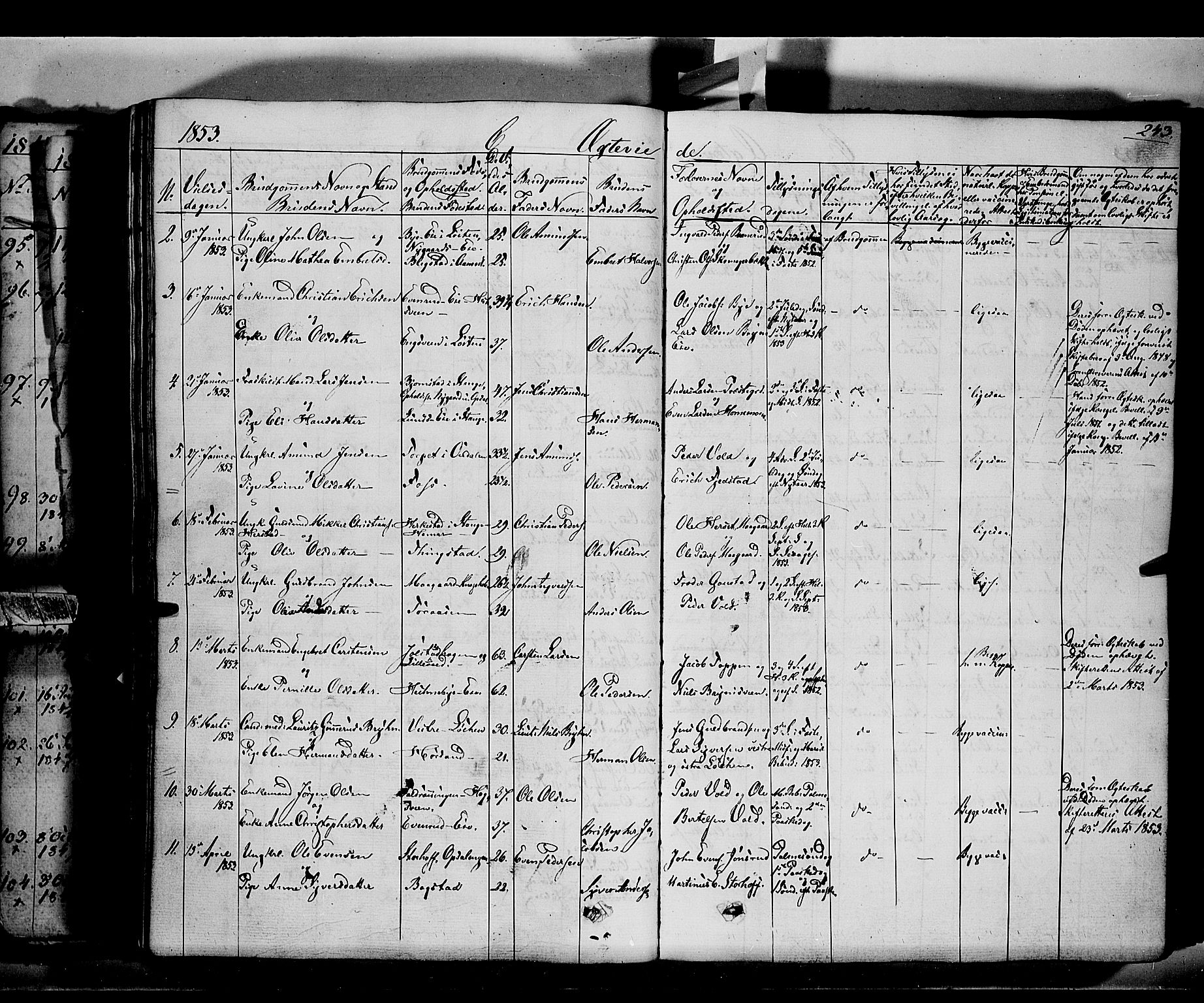 Romedal prestekontor, SAH/PREST-004/K/L0004: Parish register (official) no. 4, 1847-1861, p. 243