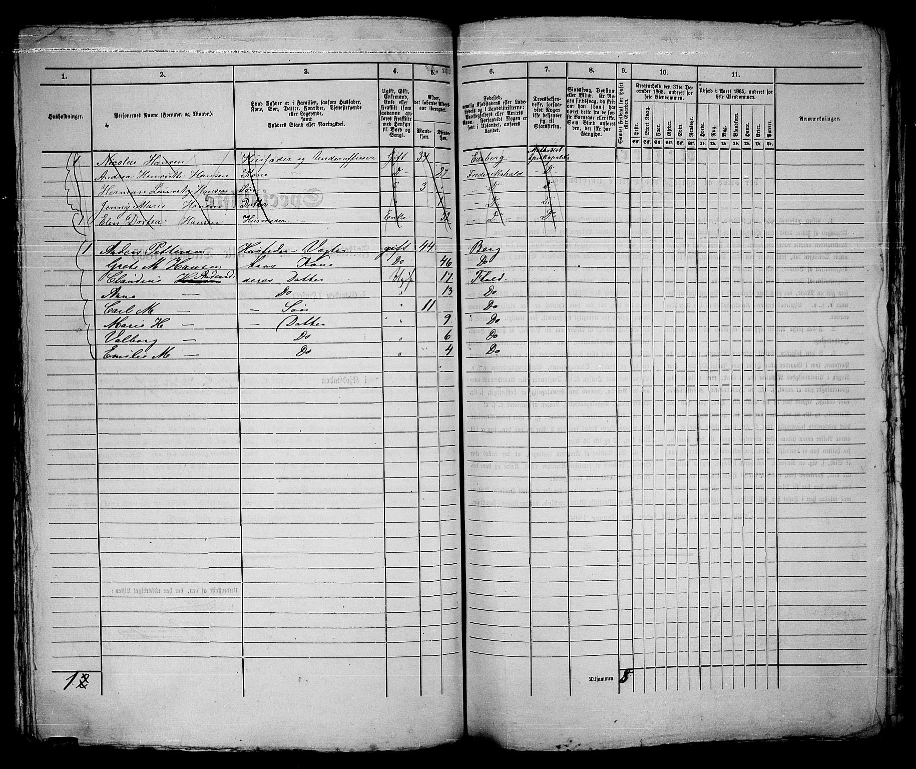 RA, 1865 census for Fredrikshald, 1865, p. 124