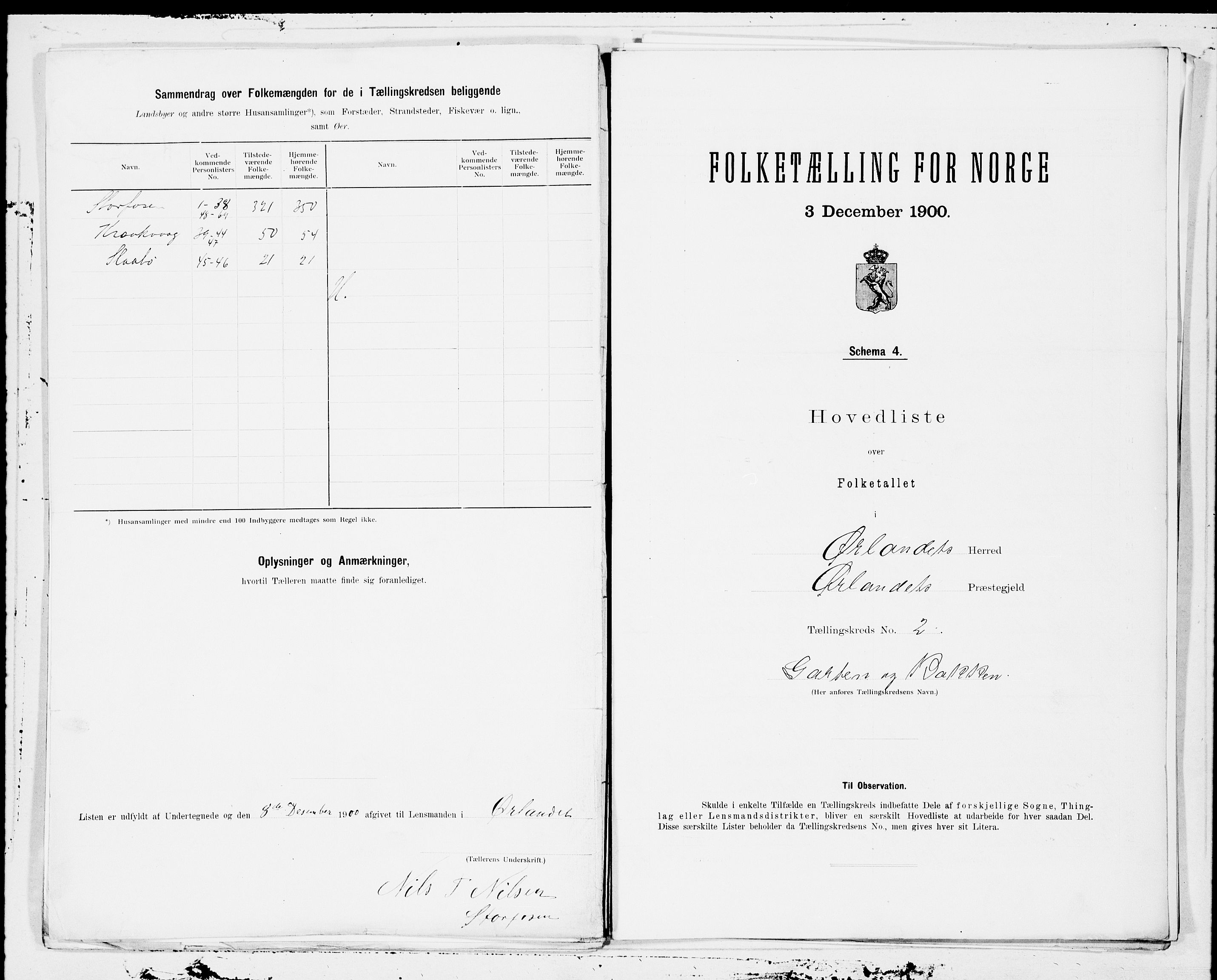 SAT, 1900 census for Ørland, 1900, p. 4