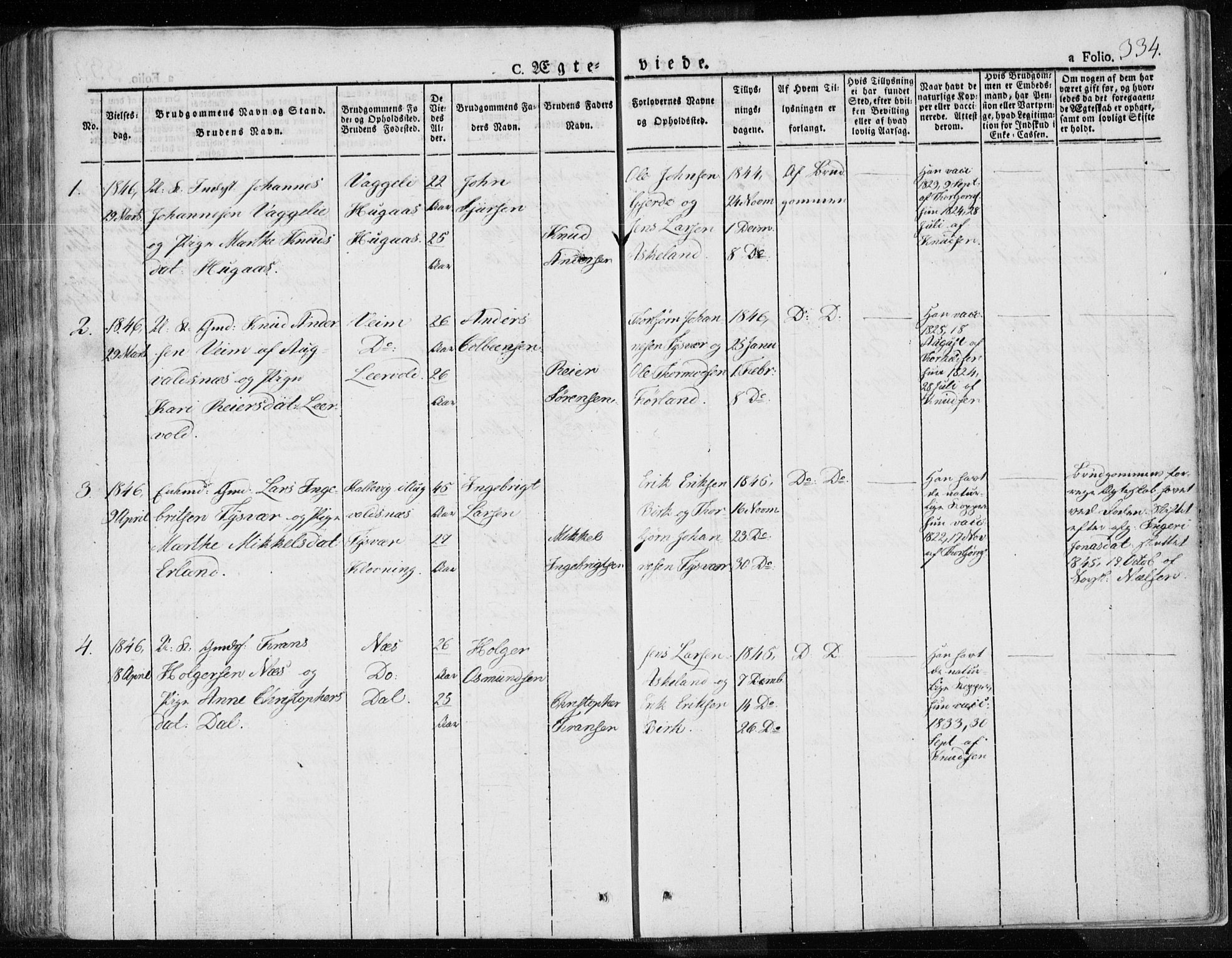 Tysvær sokneprestkontor, AV/SAST-A -101864/H/Ha/Haa/L0001: Parish register (official) no. A 1.1, 1831-1856, p. 334