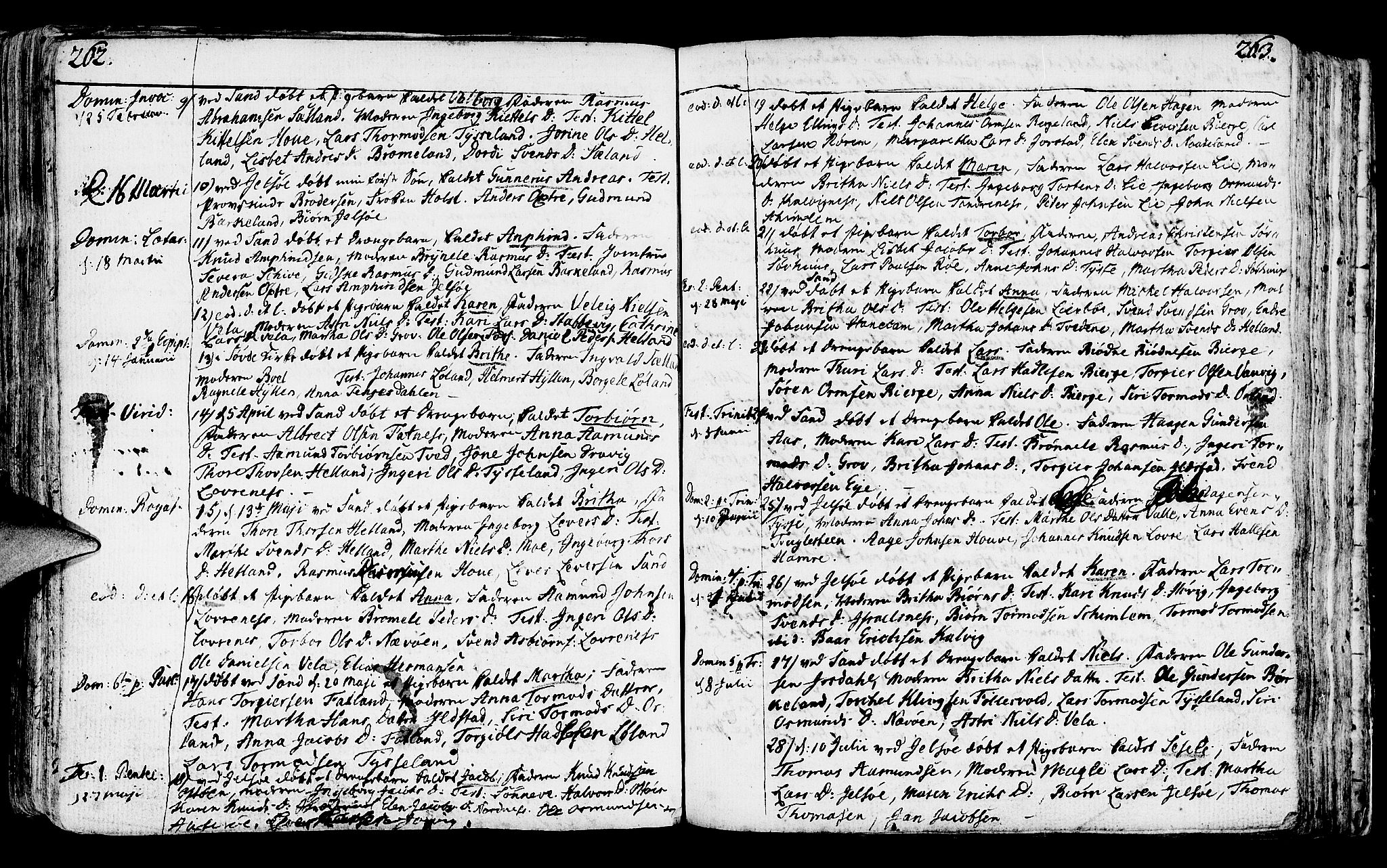 Jelsa sokneprestkontor, SAST/A-101842/01/IV: Parish register (official) no. A 3, 1768-1796, p. 262-263