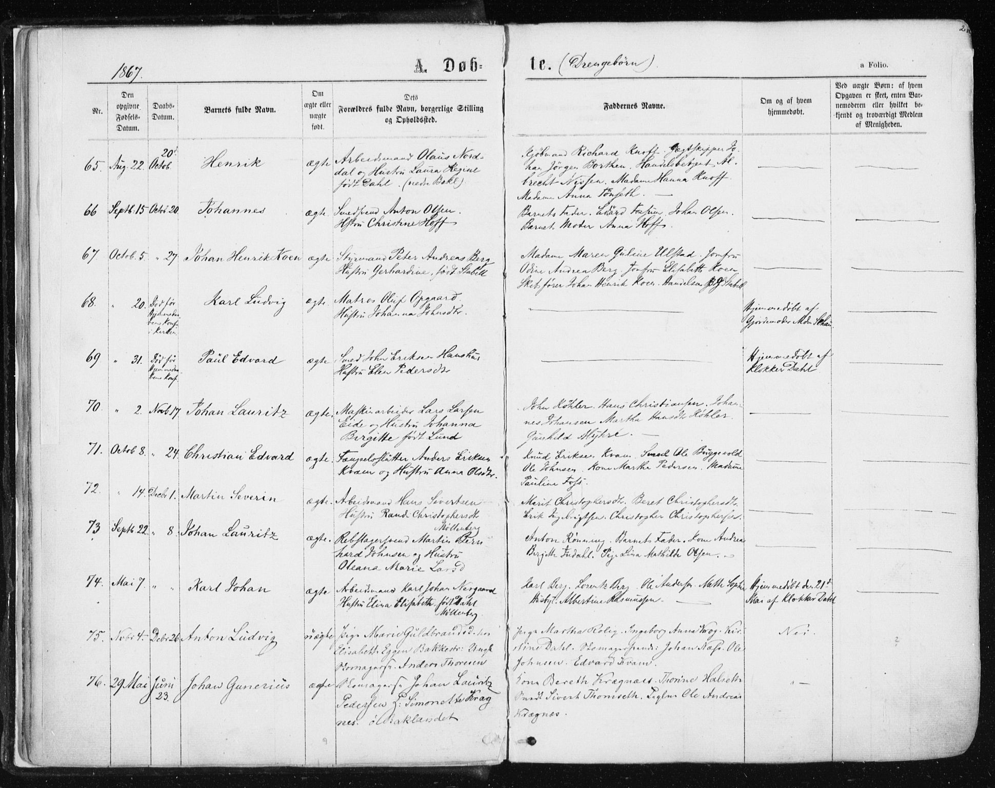 Ministerialprotokoller, klokkerbøker og fødselsregistre - Sør-Trøndelag, SAT/A-1456/604/L0186: Parish register (official) no. 604A07, 1866-1877, p. 21