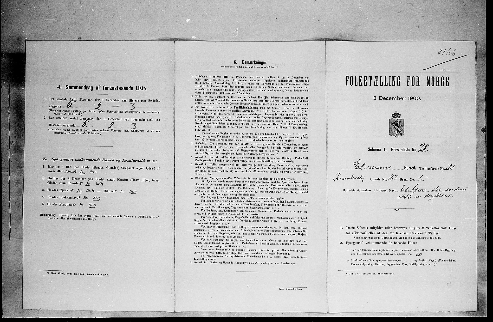 SAH, 1900 census for Elverum, 1900, p. 2782