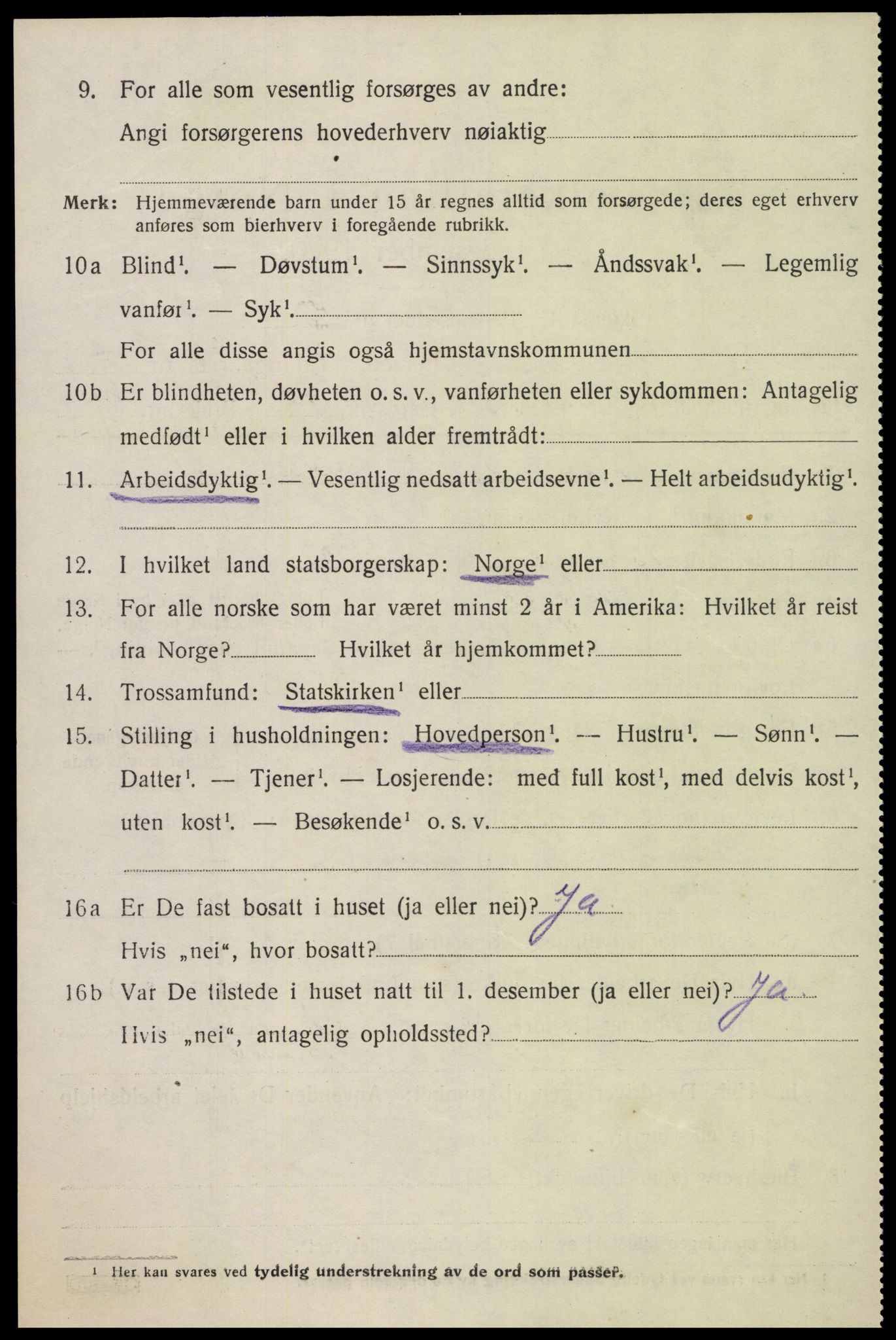 SAK, 1920 census for Oddernes, 1920, p. 4656