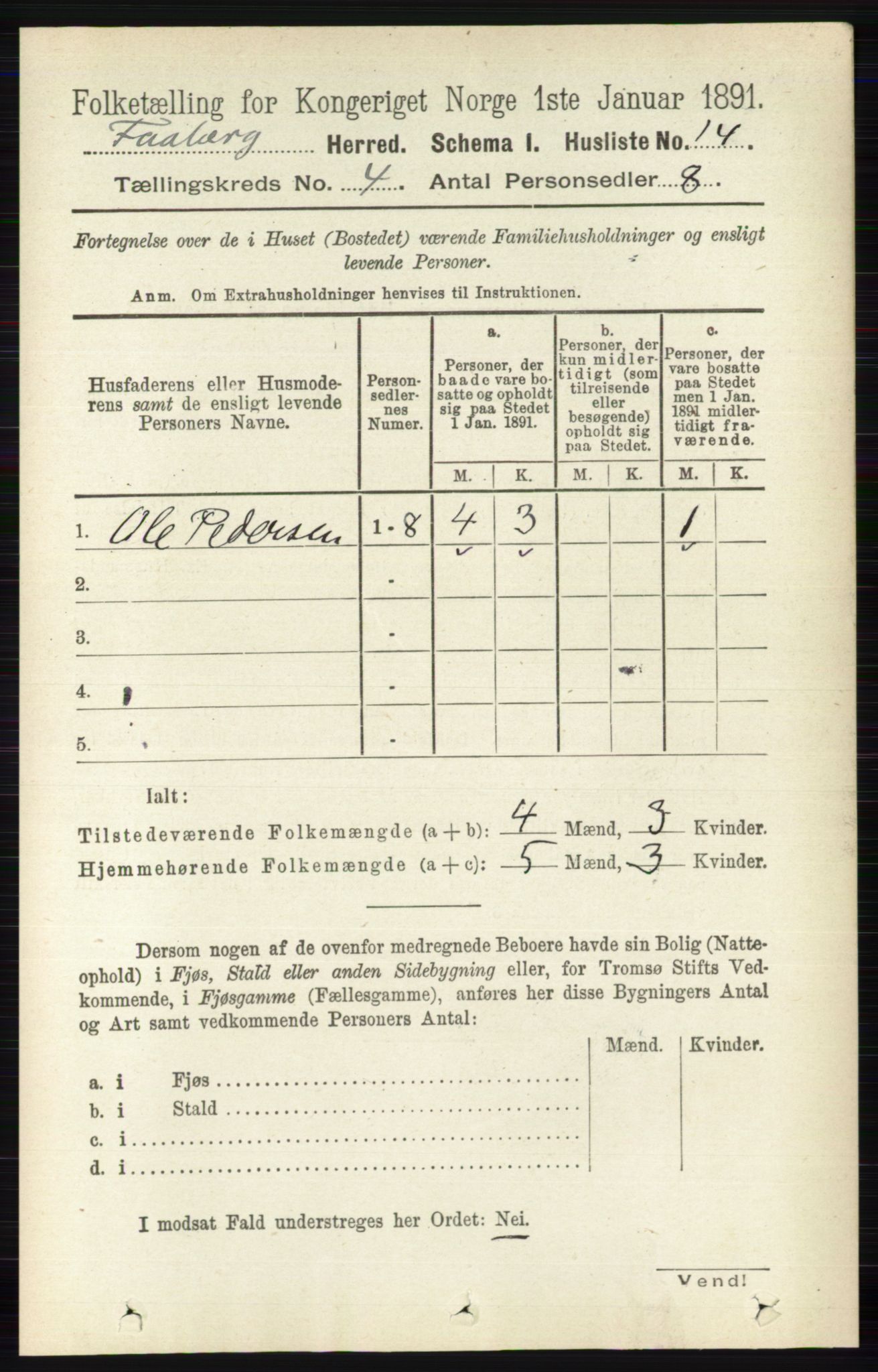 RA, 1891 census for 0524 Fåberg, 1891, p. 1179