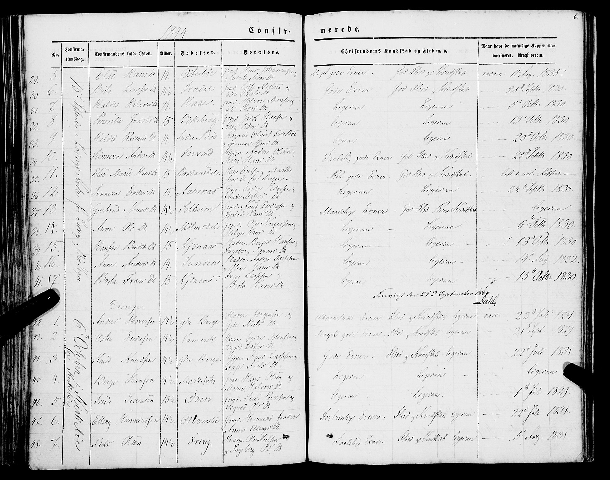 Lavik sokneprestembete, AV/SAB-A-80901: Parish register (official) no. A 3, 1843-1863, p. 6