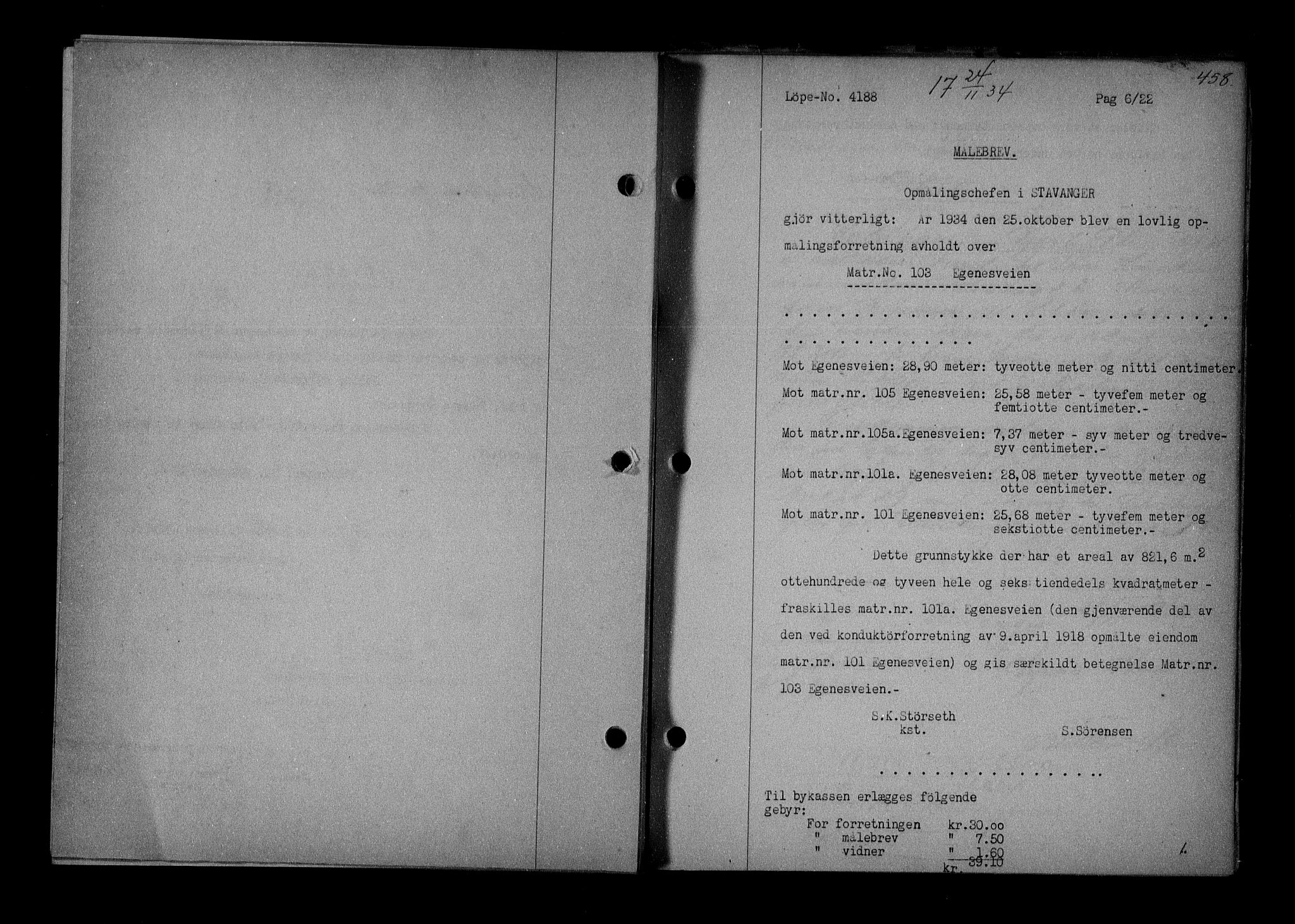 Stavanger byrett, SAST/A-100455/001/4/41/410BB/L0007: Mortgage book no. 57, 1934-1934, Deed date: 24.11.1934