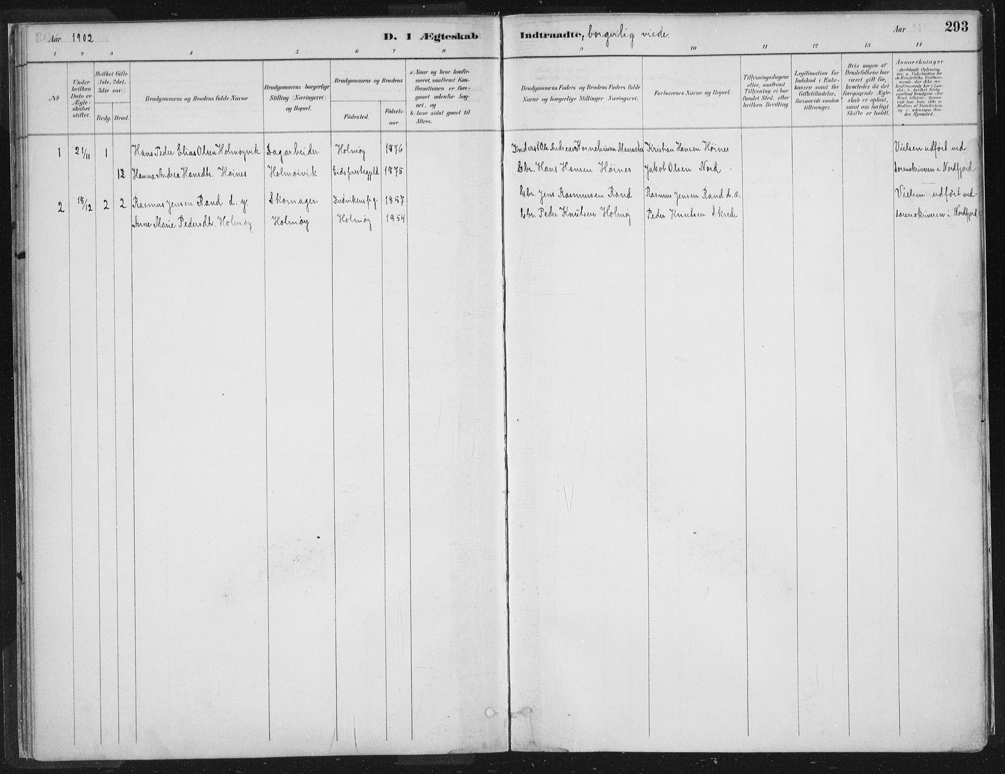 Hornindal sokneprestembete, SAB/A-82401/H/Haa/Haaa/L0003/0002: Parish register (official) no. A 3B, 1885-1917, p. 293