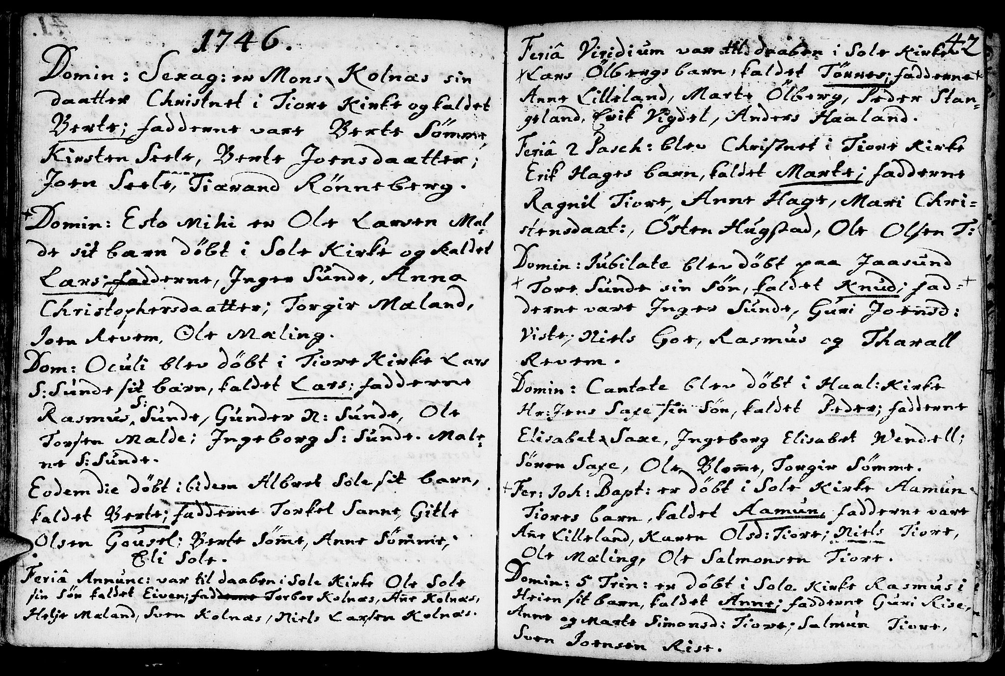 Håland sokneprestkontor, SAST/A-101802/001/30BA/L0002: Parish register (official) no. A 2, 1722-1794, p. 42