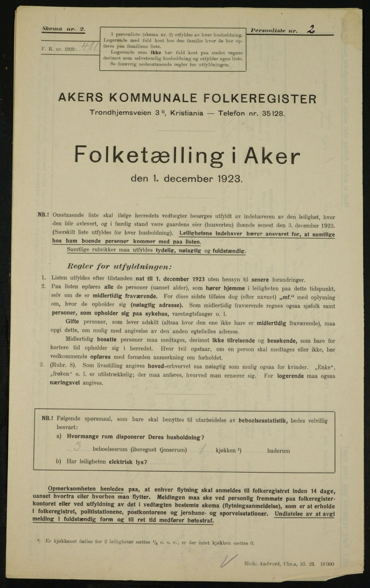 , Municipal Census 1923 for Aker, 1923, p. 25566