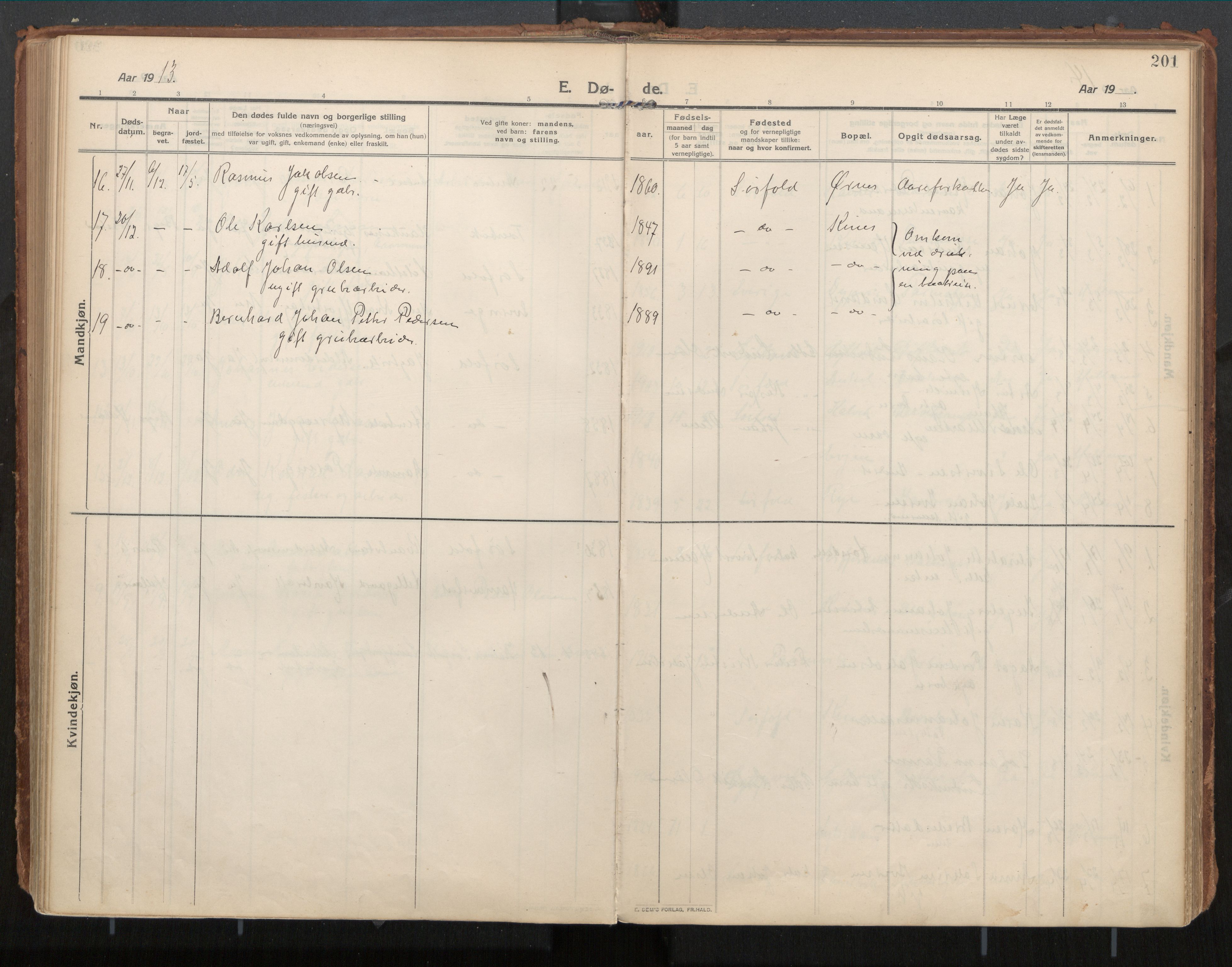 Ministerialprotokoller, klokkerbøker og fødselsregistre - Nordland, AV/SAT-A-1459/854/L0784: Parish register (official) no. 854A07, 1910-1922, p. 201