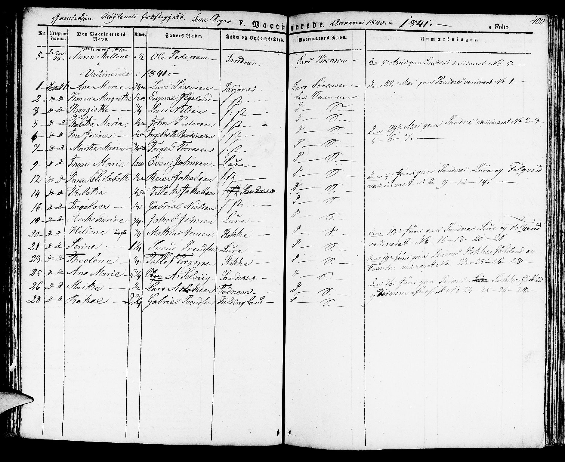 Høyland sokneprestkontor, SAST/A-101799/001/30BA/L0007: Parish register (official) no. A 7 /2, 1825-1841, p. 400