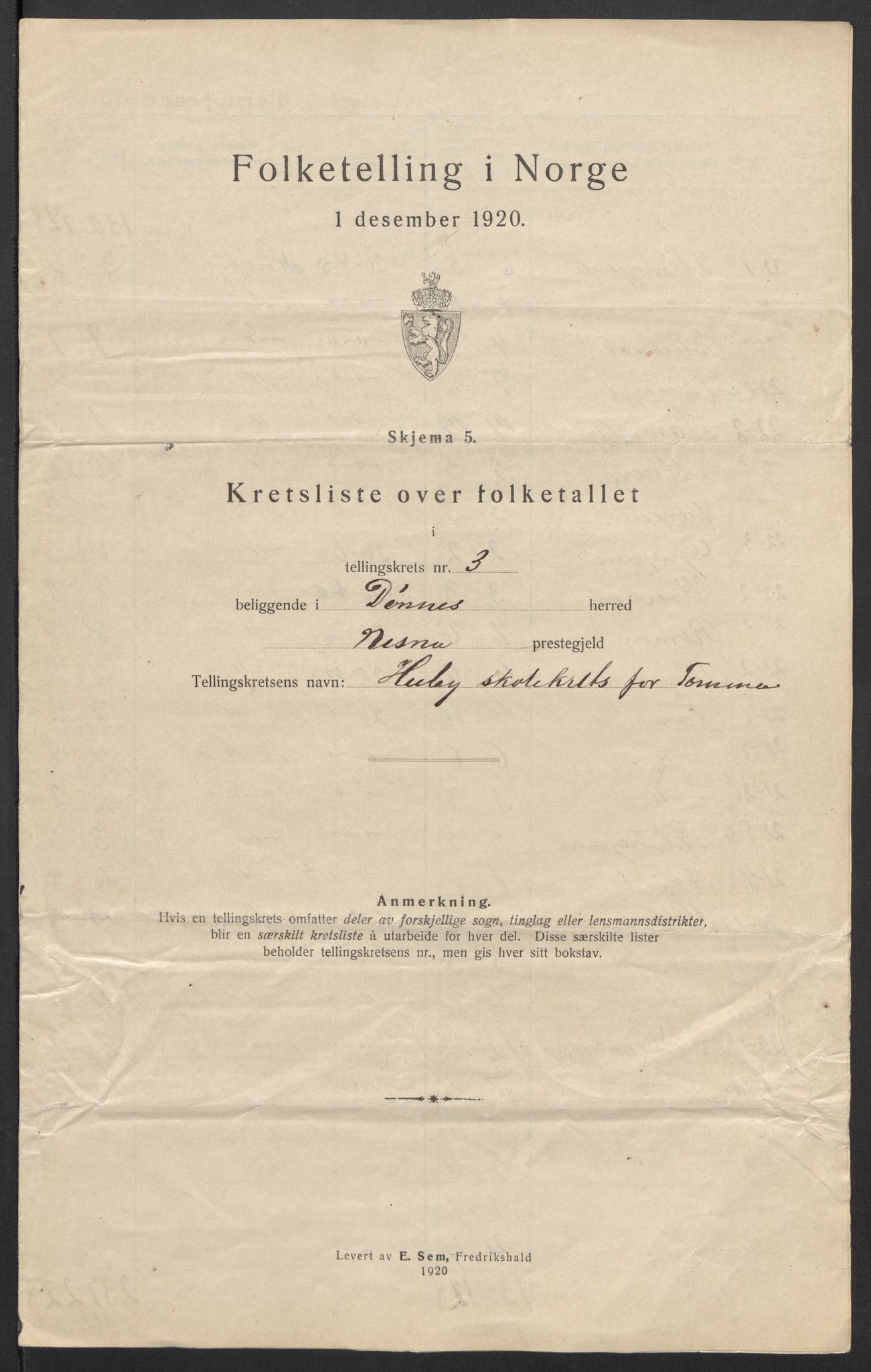 SAT, 1920 census for Dønnes, 1920, p. 12