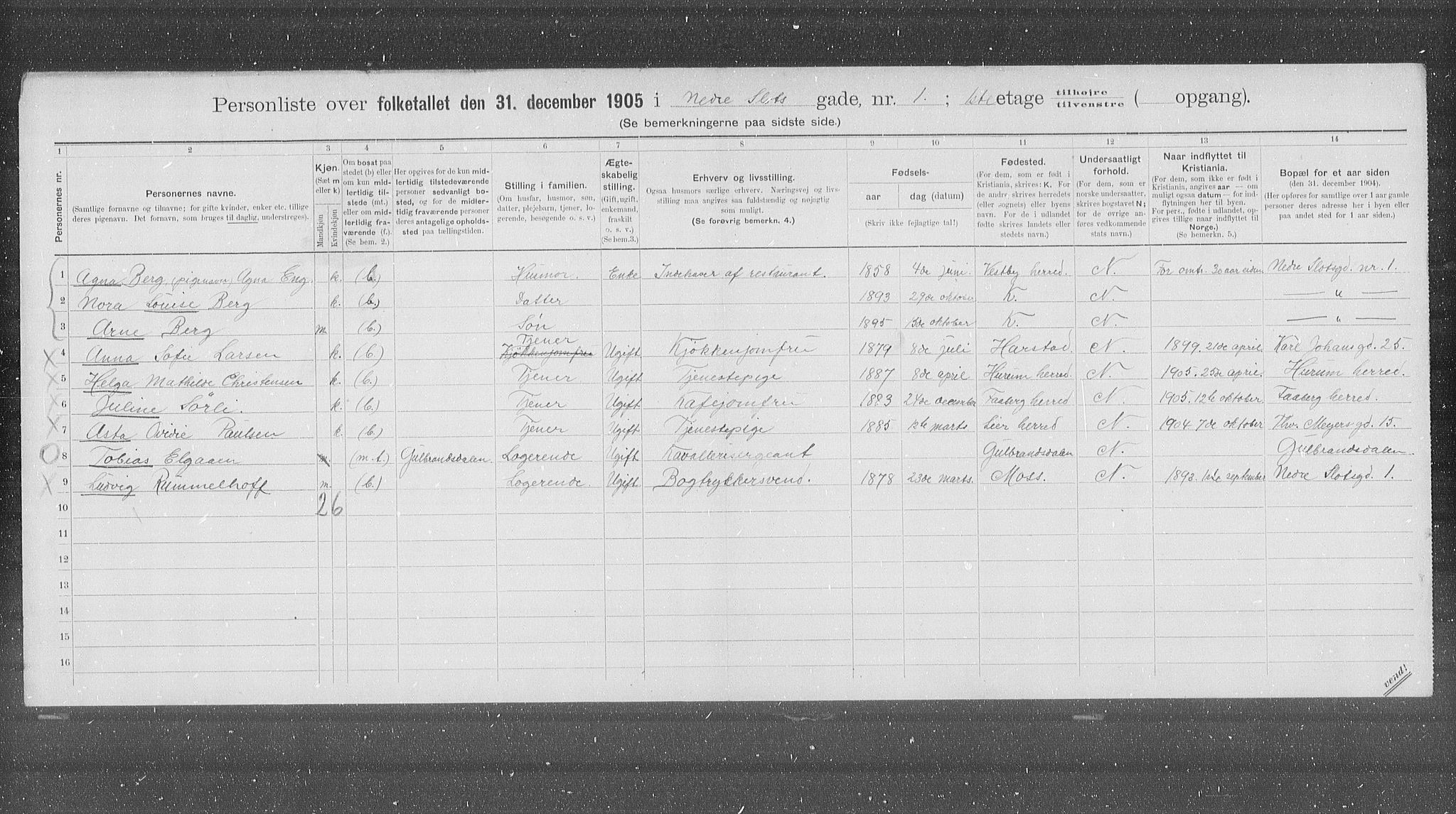 OBA, Municipal Census 1905 for Kristiania, 1905, p. 36470