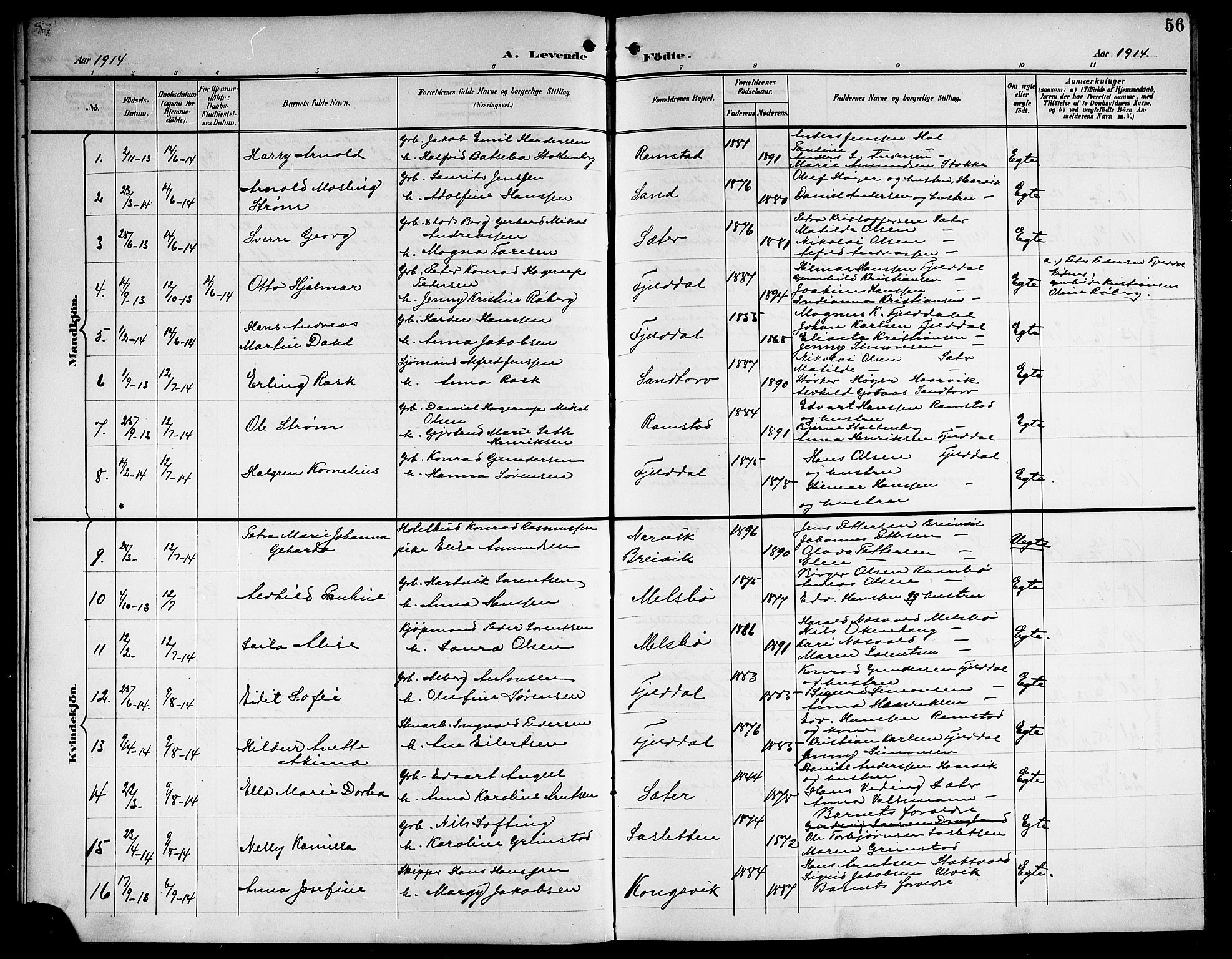 Ministerialprotokoller, klokkerbøker og fødselsregistre - Nordland, AV/SAT-A-1459/865/L0932: Parish register (copy) no. 865C04, 1901-1917, p. 56