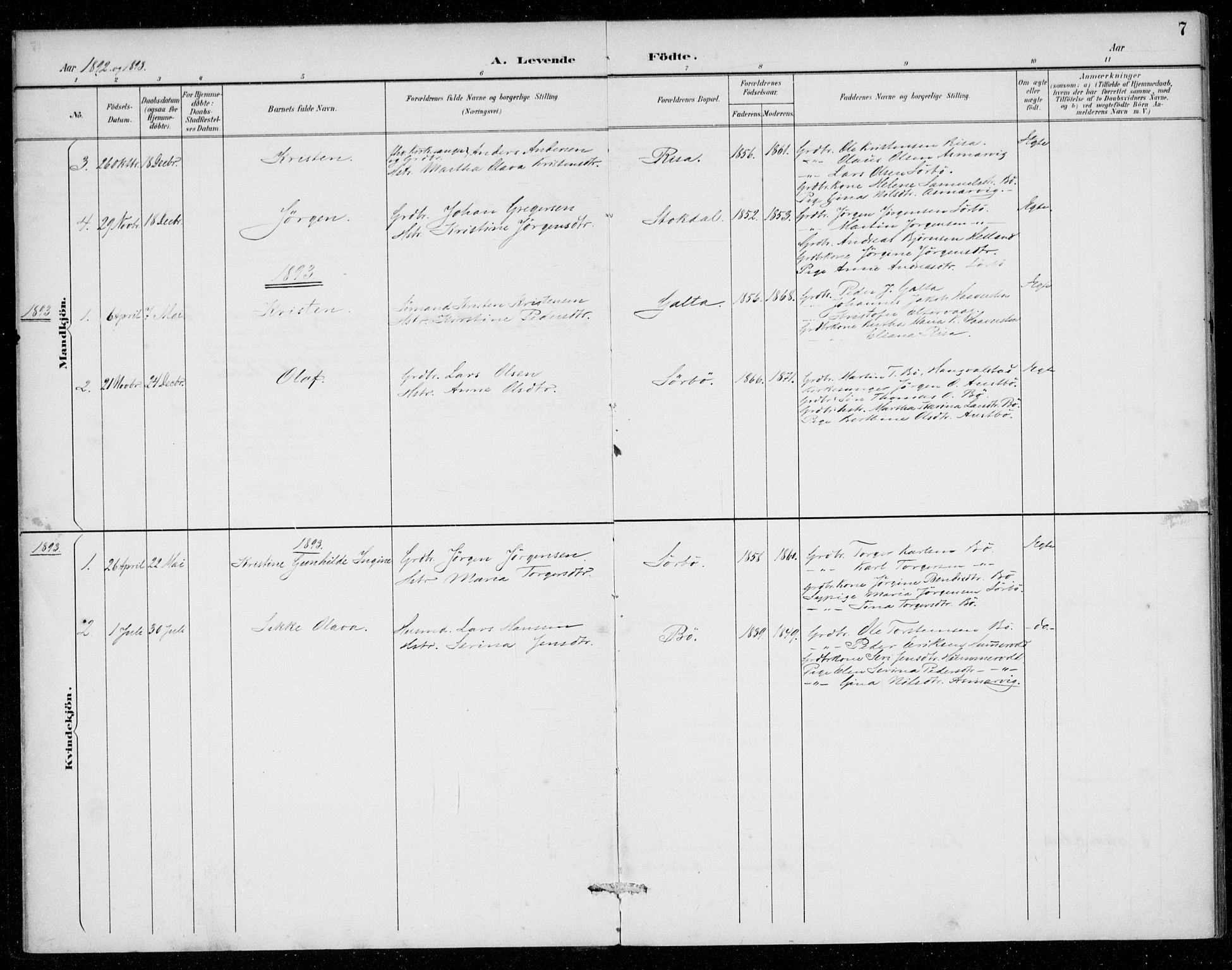 Rennesøy sokneprestkontor, SAST/A -101827/H/Ha/Haa/L0016: Parish register (official) no. A 16, 1891-1924, p. 7