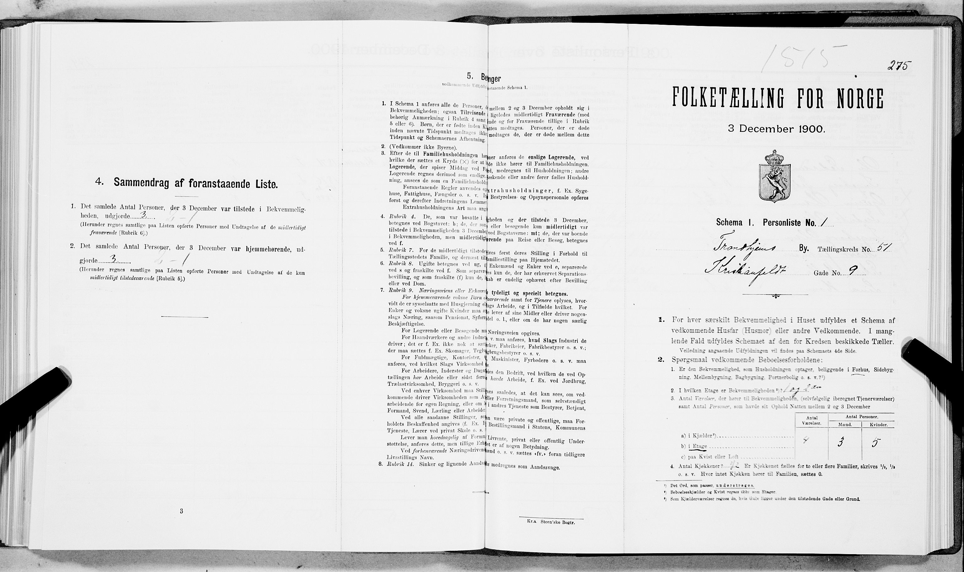 SAT, 1900 census for Trondheim, 1900, p. 8600