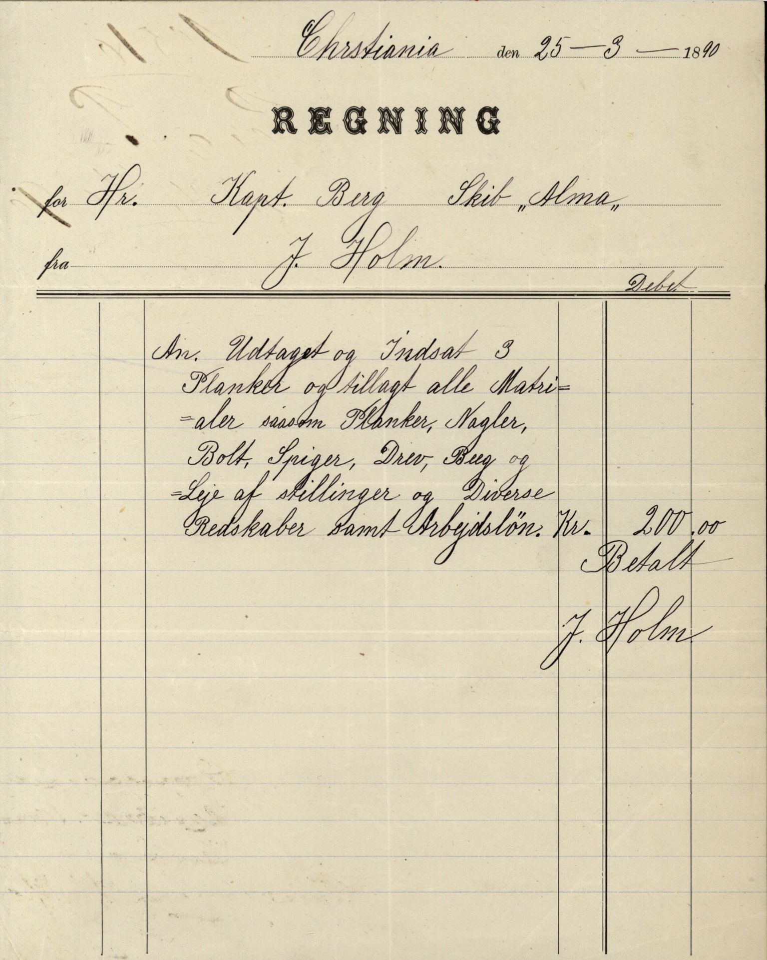 Pa 63 - Østlandske skibsassuranceforening, VEMU/A-1079/G/Ga/L0026/0007: Havaridokumenter / Arctic, Biskop Brun, Agnese, Annie, Alma, Bertha Rød, 1890, p. 33