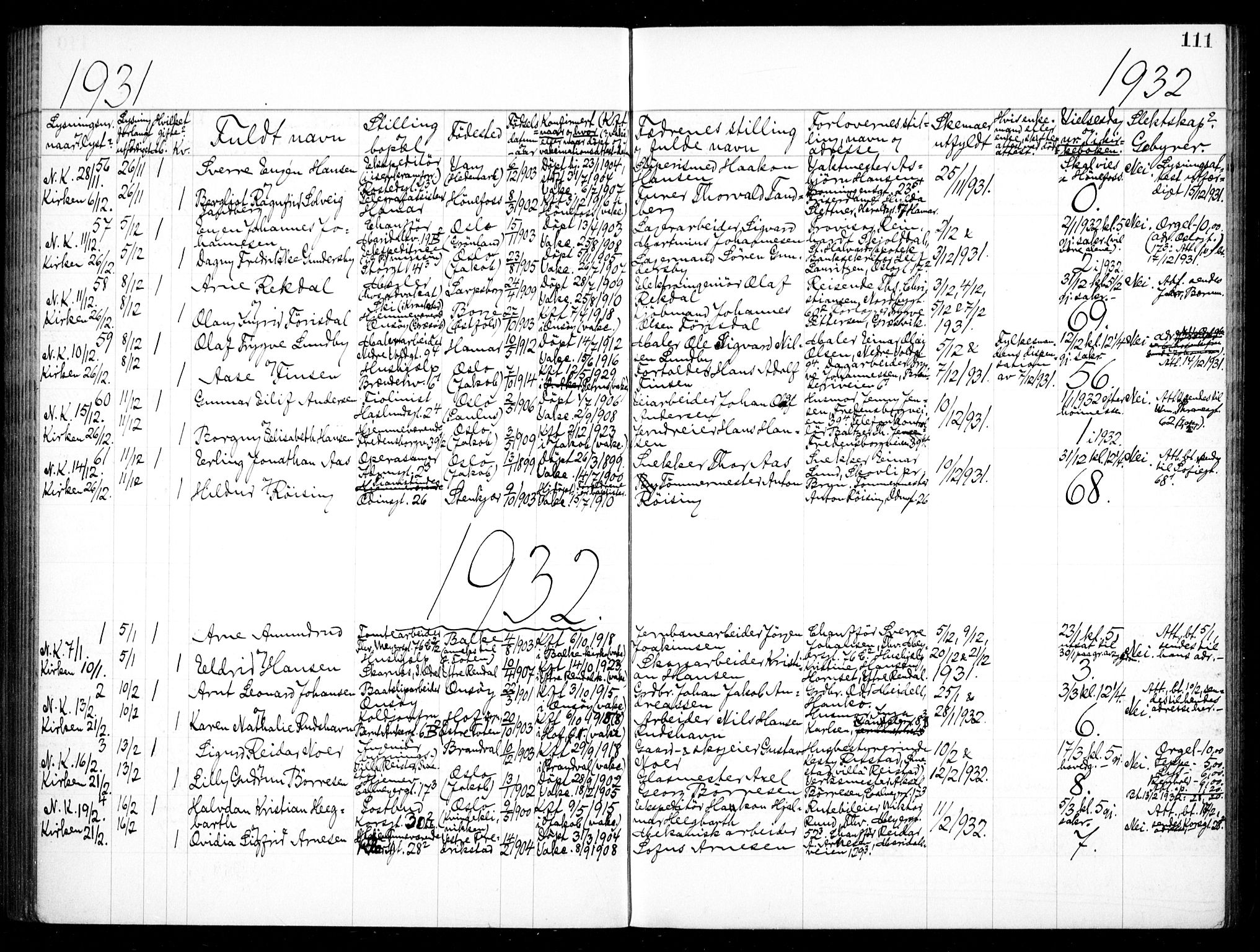 Jakob prestekontor Kirkebøker, SAO/A-10850/H/Ha/L0001: Banns register no. 1, 1917-1938, p. 111