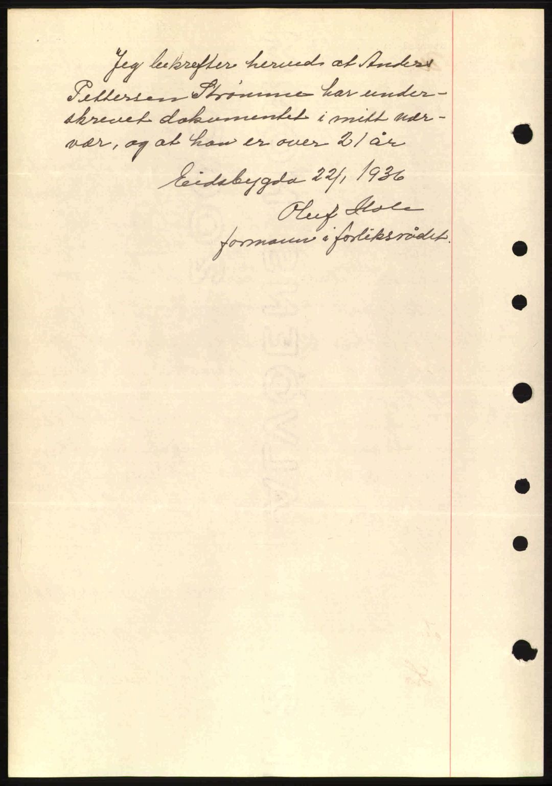 Romsdal sorenskriveri, AV/SAT-A-4149/1/2/2C: Mortgage book no. A1, 1936-1936, Diary no: : 252/1936