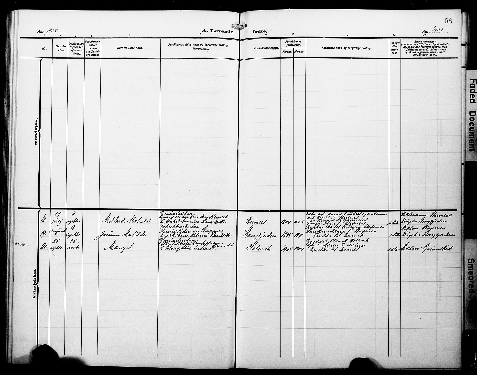 Askvoll sokneprestembete, AV/SAB-A-79501/H/Hab/Haba/L0004: Parish register (copy) no. A 4, 1913-1929, p. 58