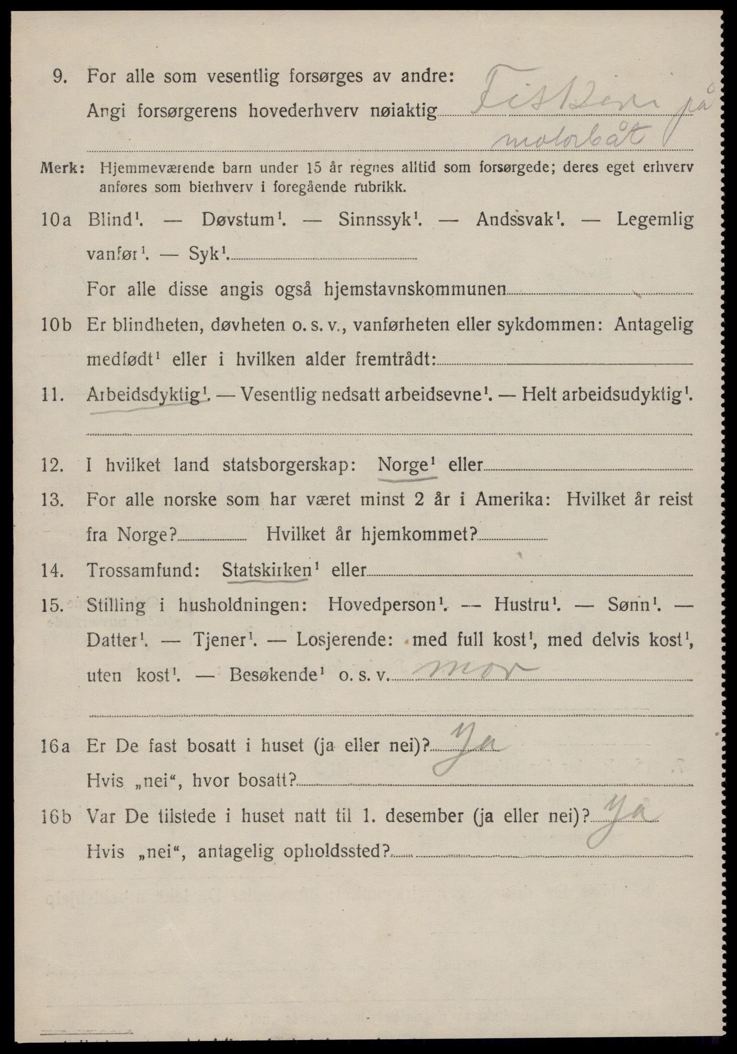 SAT, 1920 census for Sandøy, 1920, p. 2301