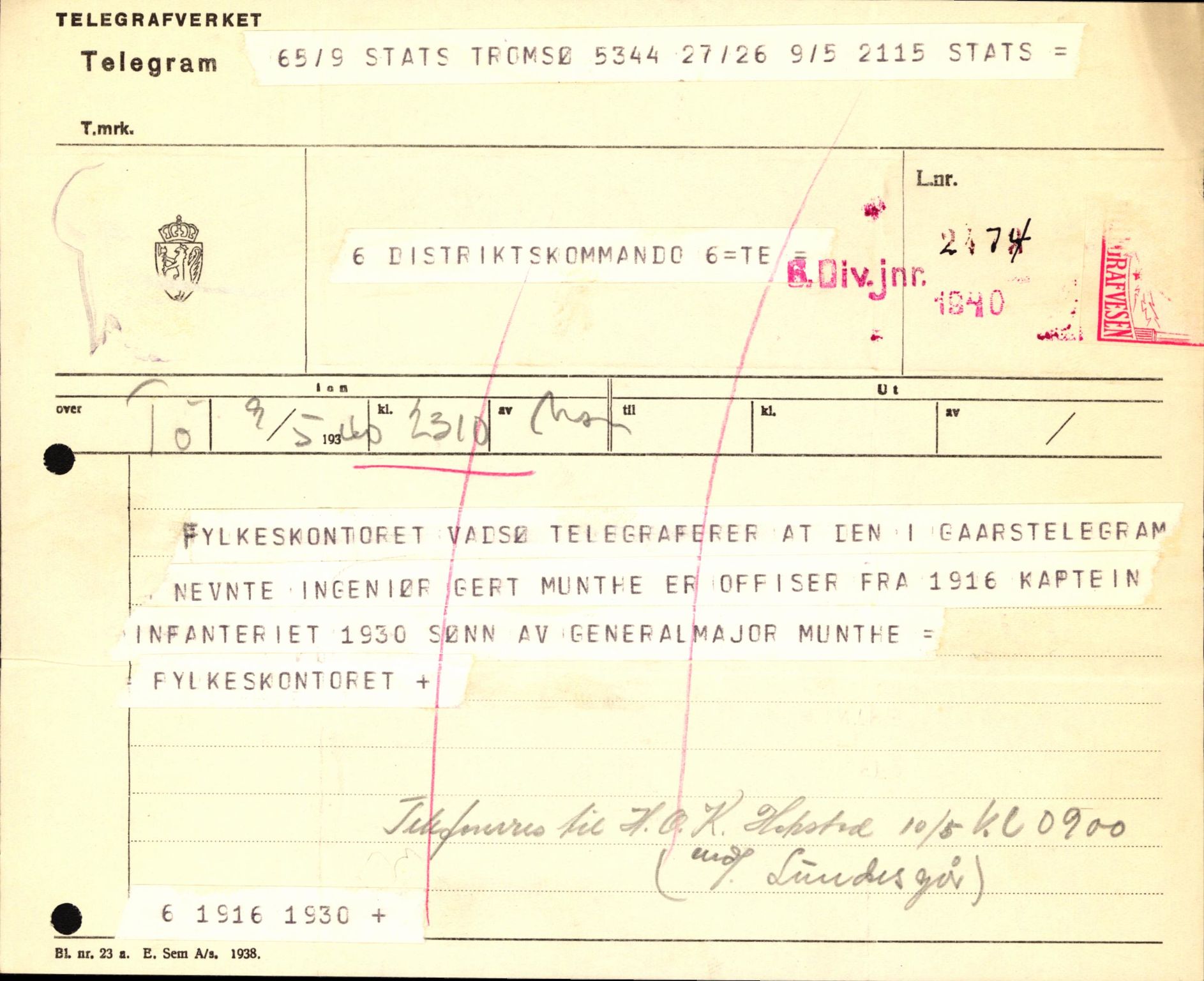 Forsvaret, Forsvarets krigshistoriske avdeling, AV/RA-RAFA-2017/Y/Yb/L0123: II-C-11-600  -  6. Divisjon med avdelinger, 1940, p. 490