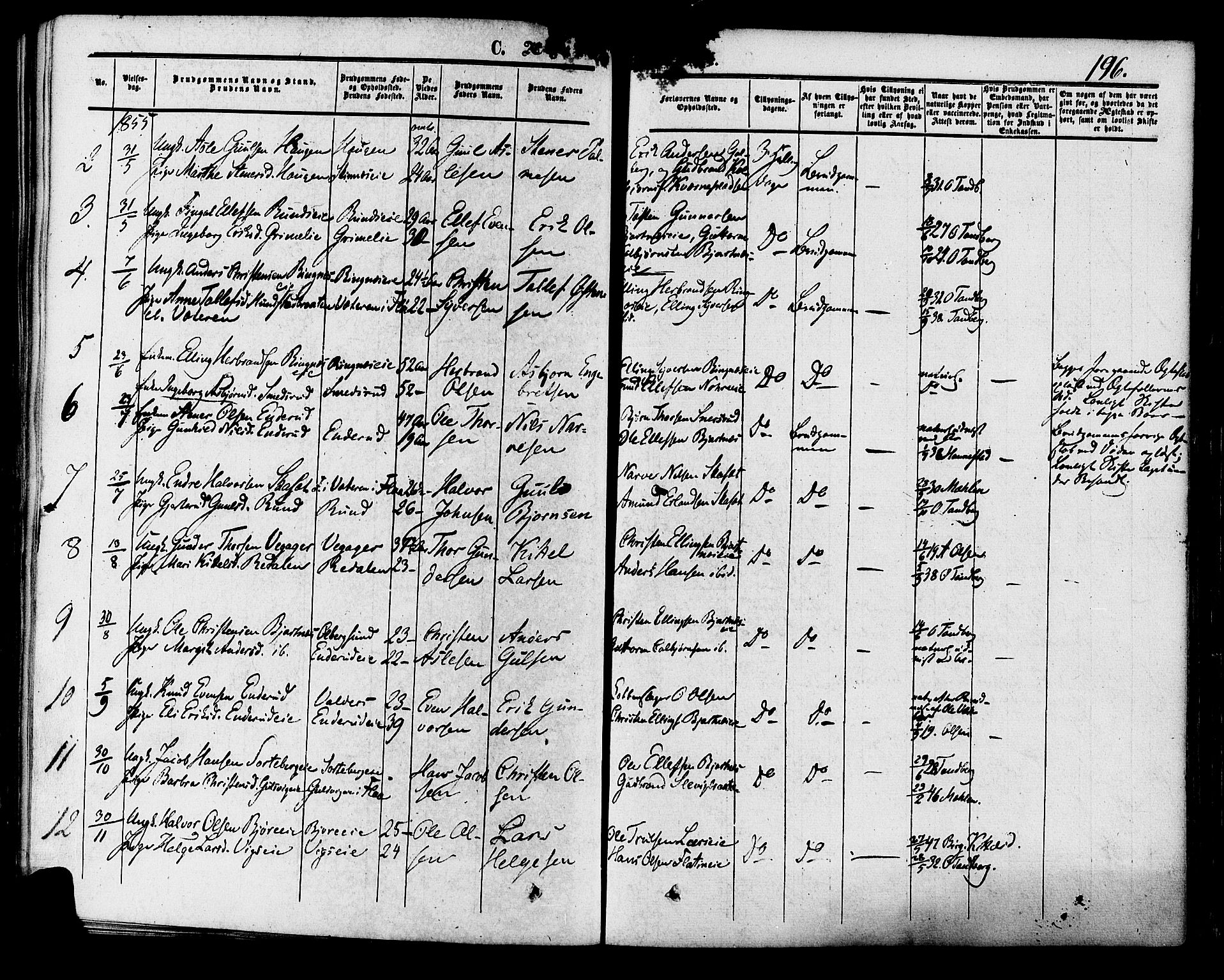 Krødsherad kirkebøker, AV/SAKO-A-19/F/Fa/L0003: Parish register (official) no. 3, 1851-1872, p. 196