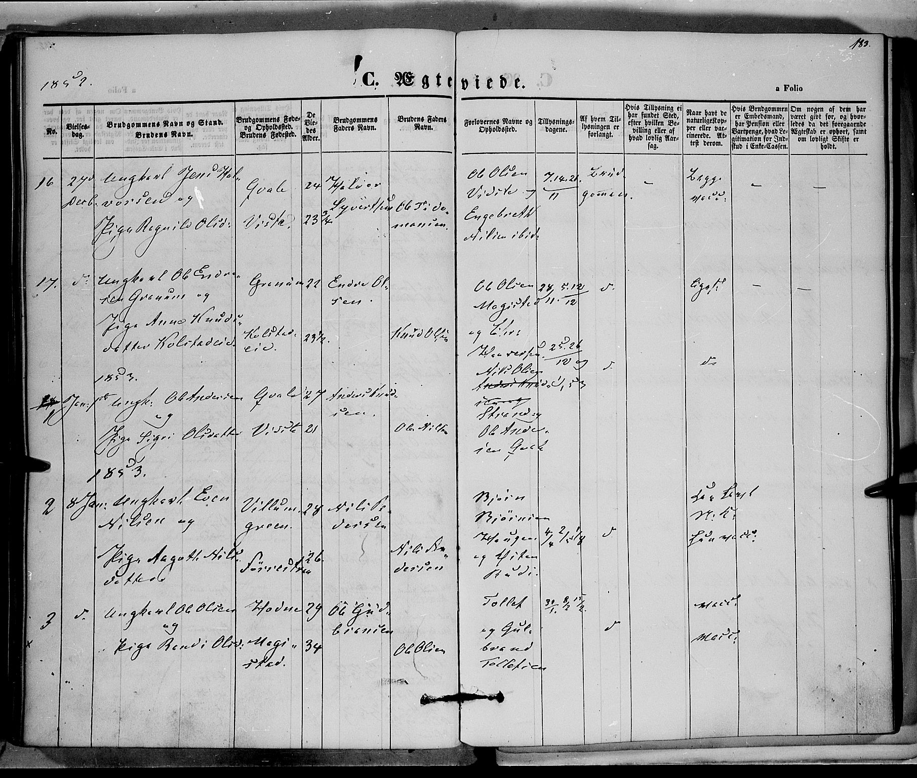 Vestre Slidre prestekontor, SAH/PREST-136/H/Ha/Haa/L0001: Parish register (official) no. 1, 1844-1855, p. 183