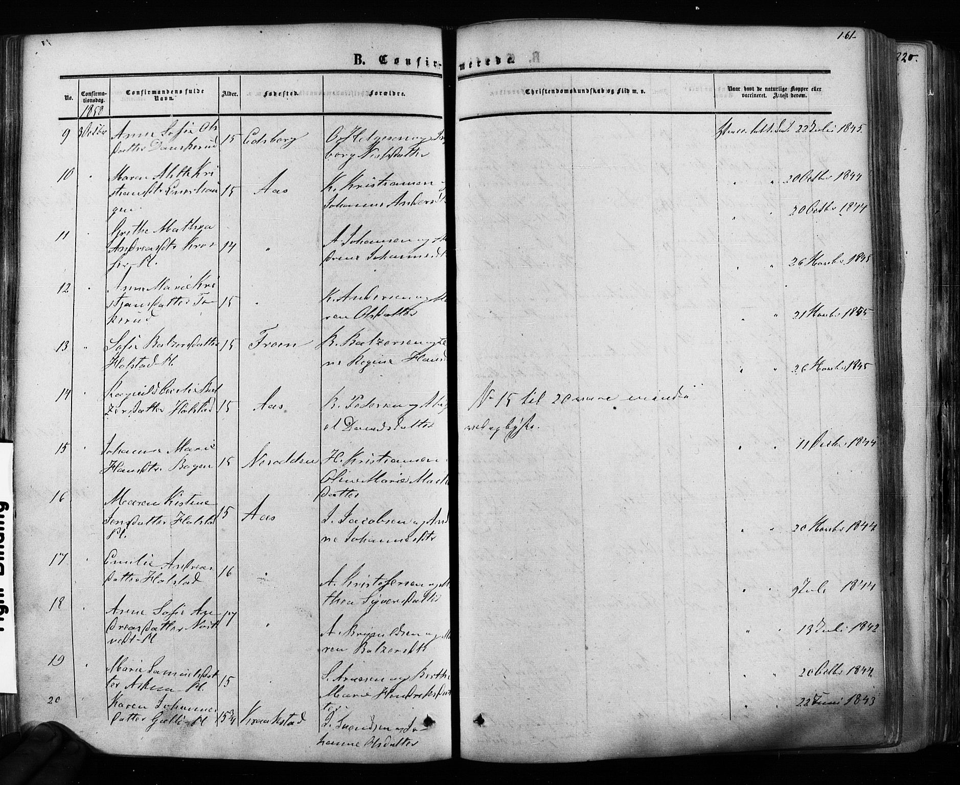 Ås prestekontor Kirkebøker, AV/SAO-A-10894/F/Fa/L0007: Parish register (official) no. I 7, 1854-1870, p. 161