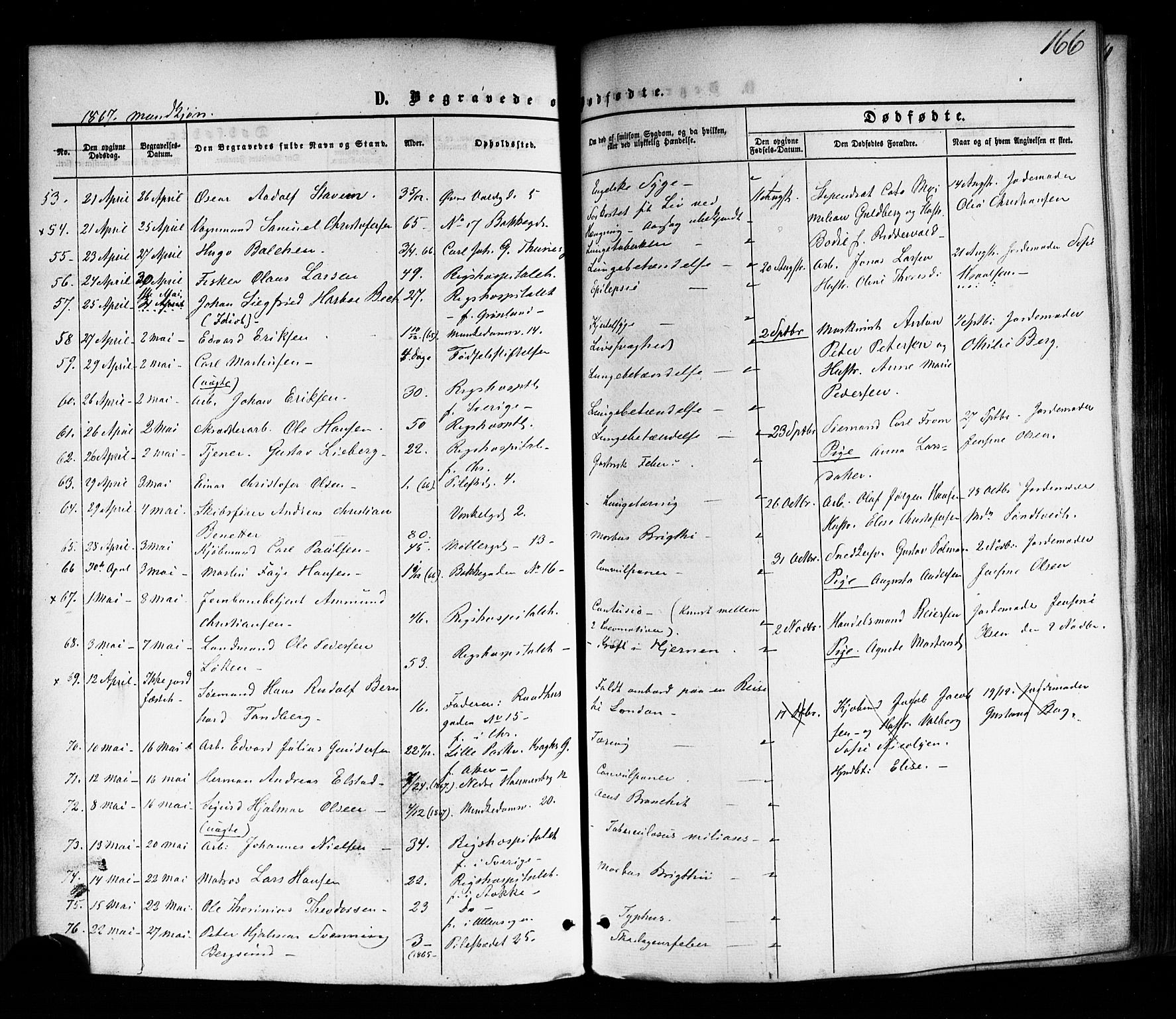 Trefoldighet prestekontor Kirkebøker, SAO/A-10882/F/Fd/L0001: Parish register (official) no. IV 1, 1858-1877, p. 166