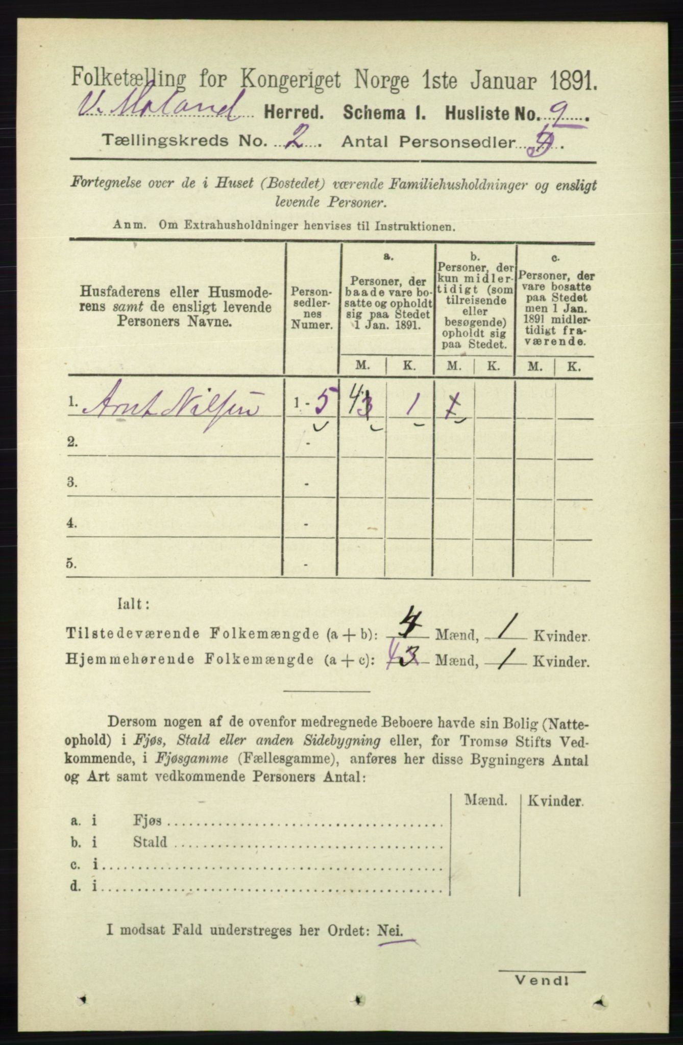 RA, 1891 census for 0926 Vestre Moland, 1891, p. 576