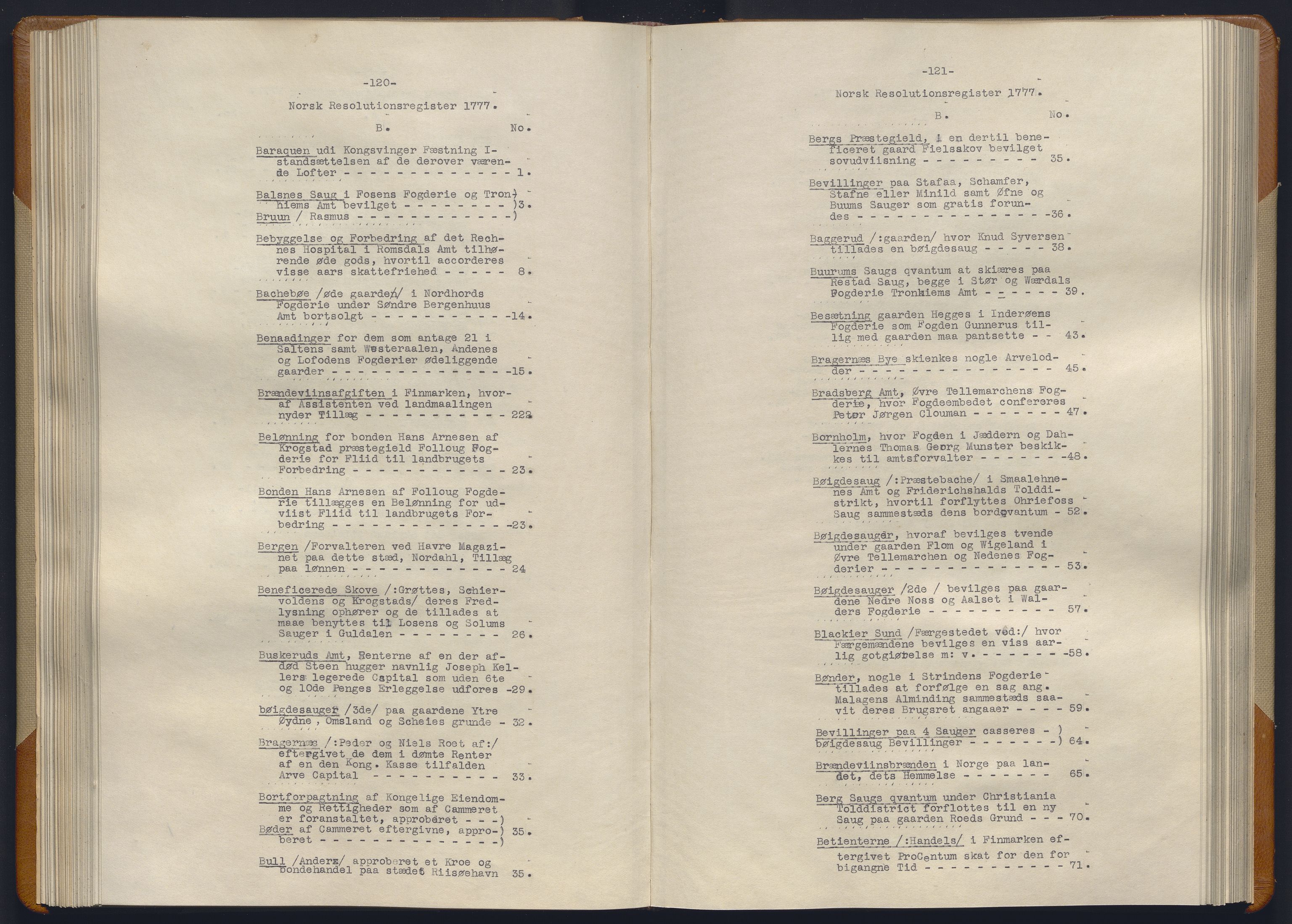 Avskriftsamlingen, AV/RA-EA-4022/F/Fb/L0123: Registratur over norske Relasjons- og  resolusjonsprotokoller, 1773-1780, p. 110