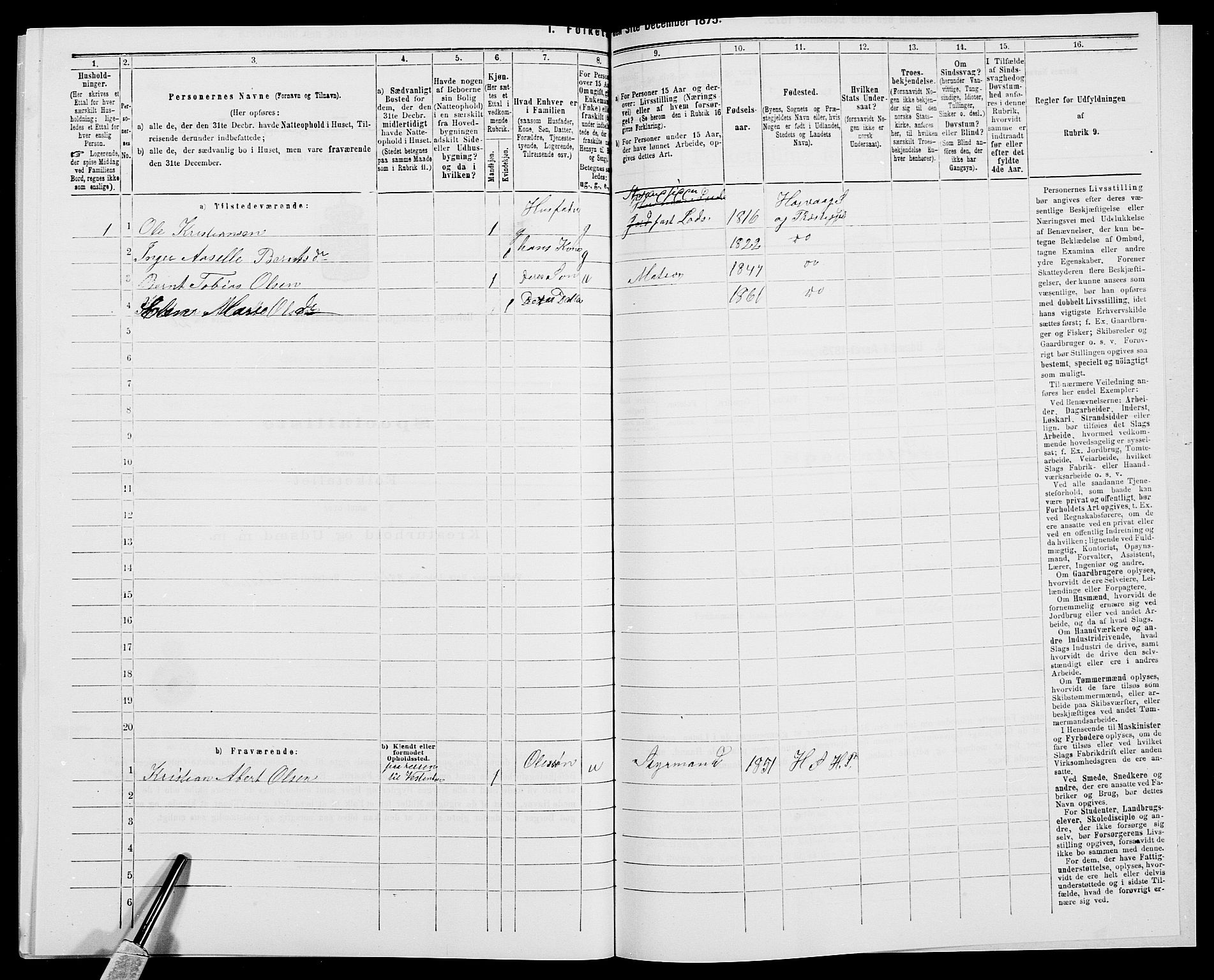 SAK, 1875 census for 0927P Høvåg, 1875, p. 664