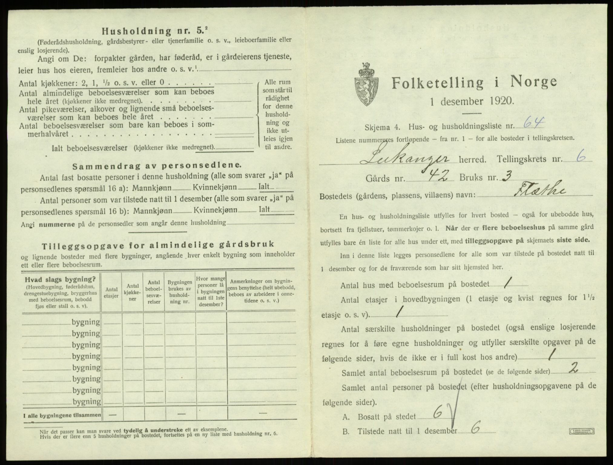 SAB, 1920 census for Leikanger, 1920, p. 685