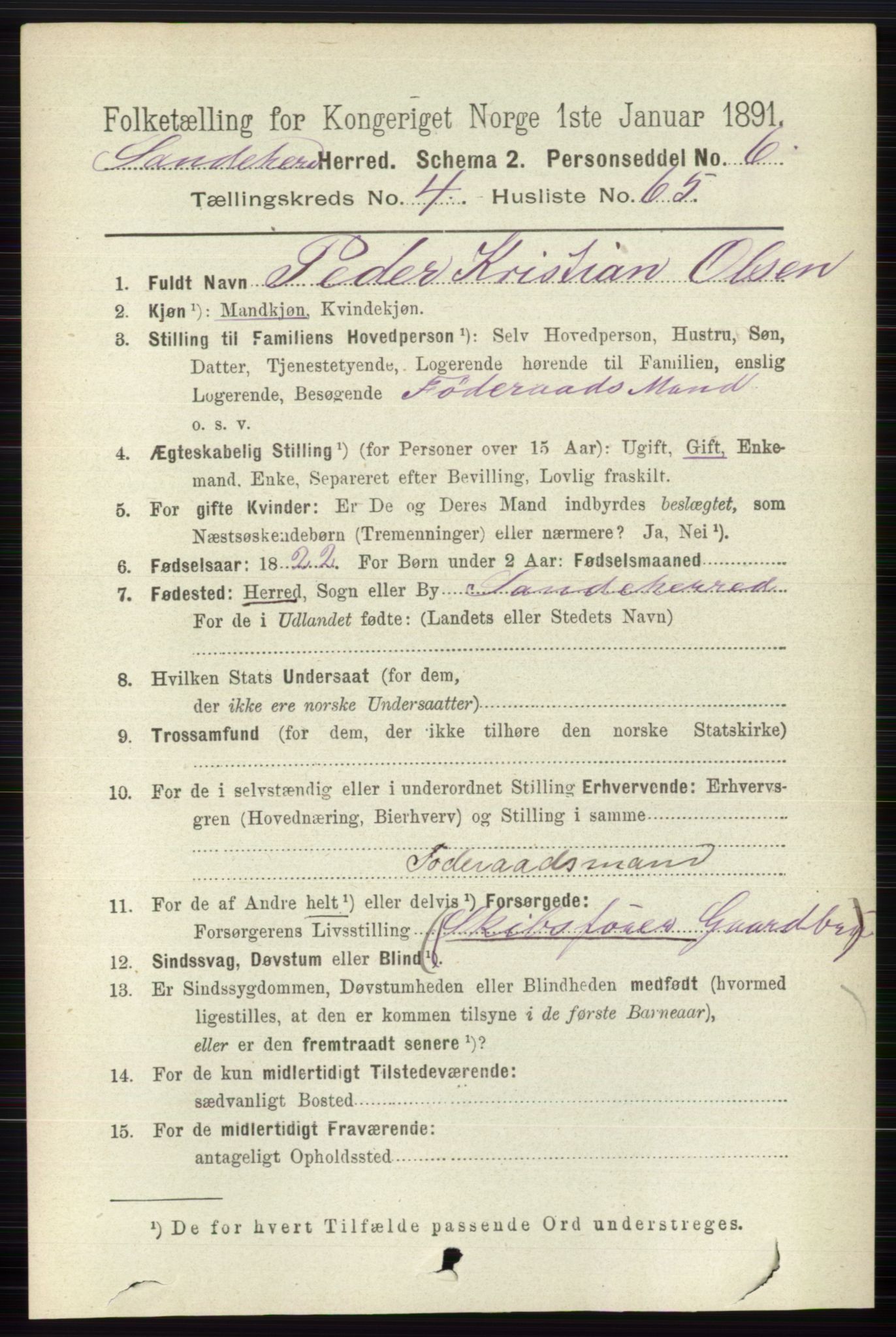 RA, 1891 census for 0724 Sandeherred, 1891, p. 2684