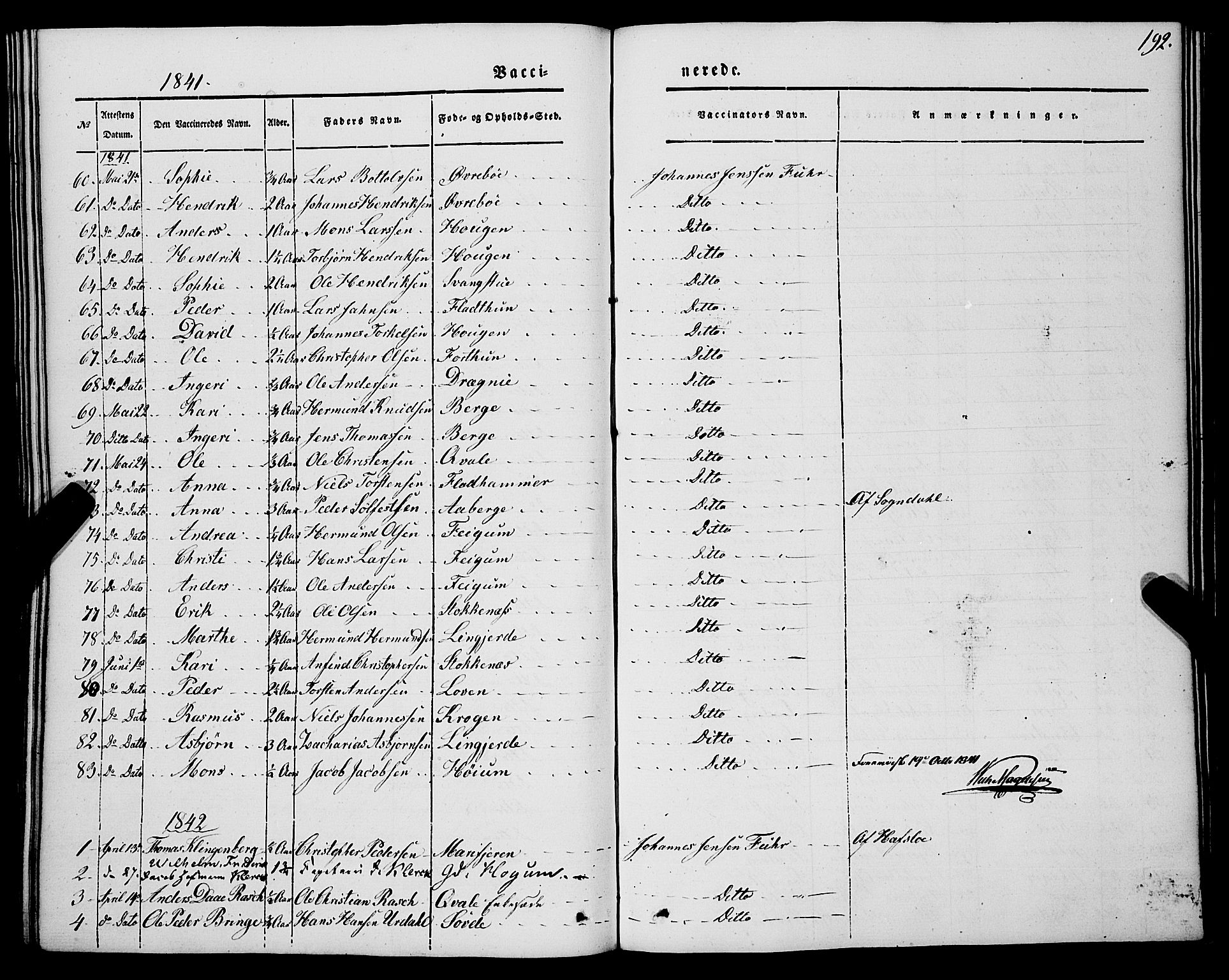 Luster sokneprestembete, AV/SAB-A-81101/H/Haa/Haaa/L0006: Parish register (official) no. A 6, 1840-1848, p. 192