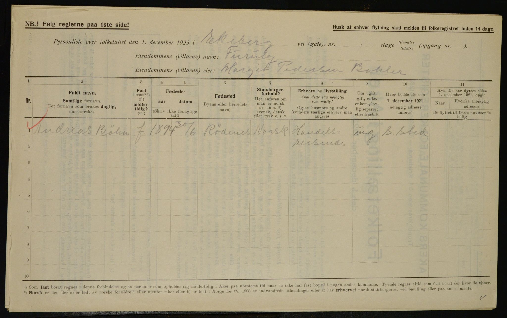 , Municipal Census 1923 for Aker, 1923, p. 37602