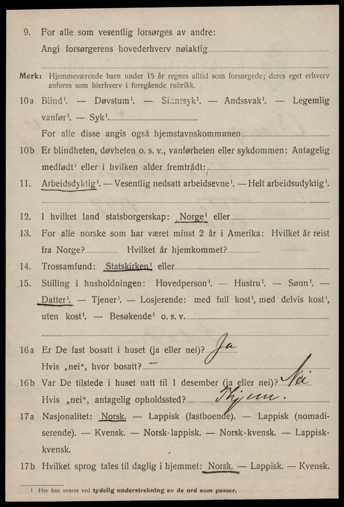 SAT, 1920 census for Orkanger, 1920, p. 2526